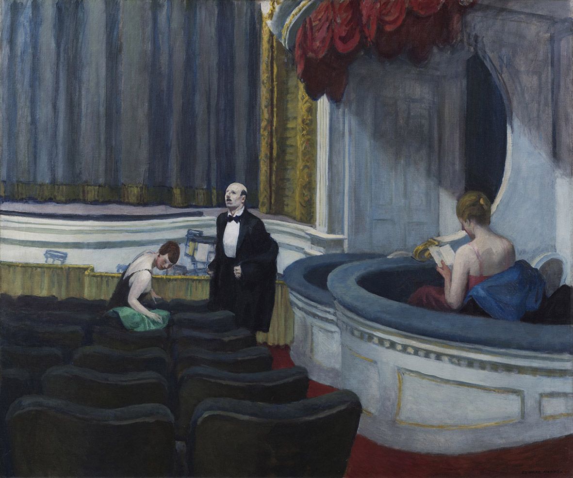 Edward Hopper, Figure a teatro, 1927, olio su tela, cm 101.9 x 122.6, Toledo Museum of Art, acquistato con fondi del Libbey Endowment, dono di Edward Drummond Libbey, inv. 1935.49 © Heirs of Josephine N. Hopper - Courtesy Press Office