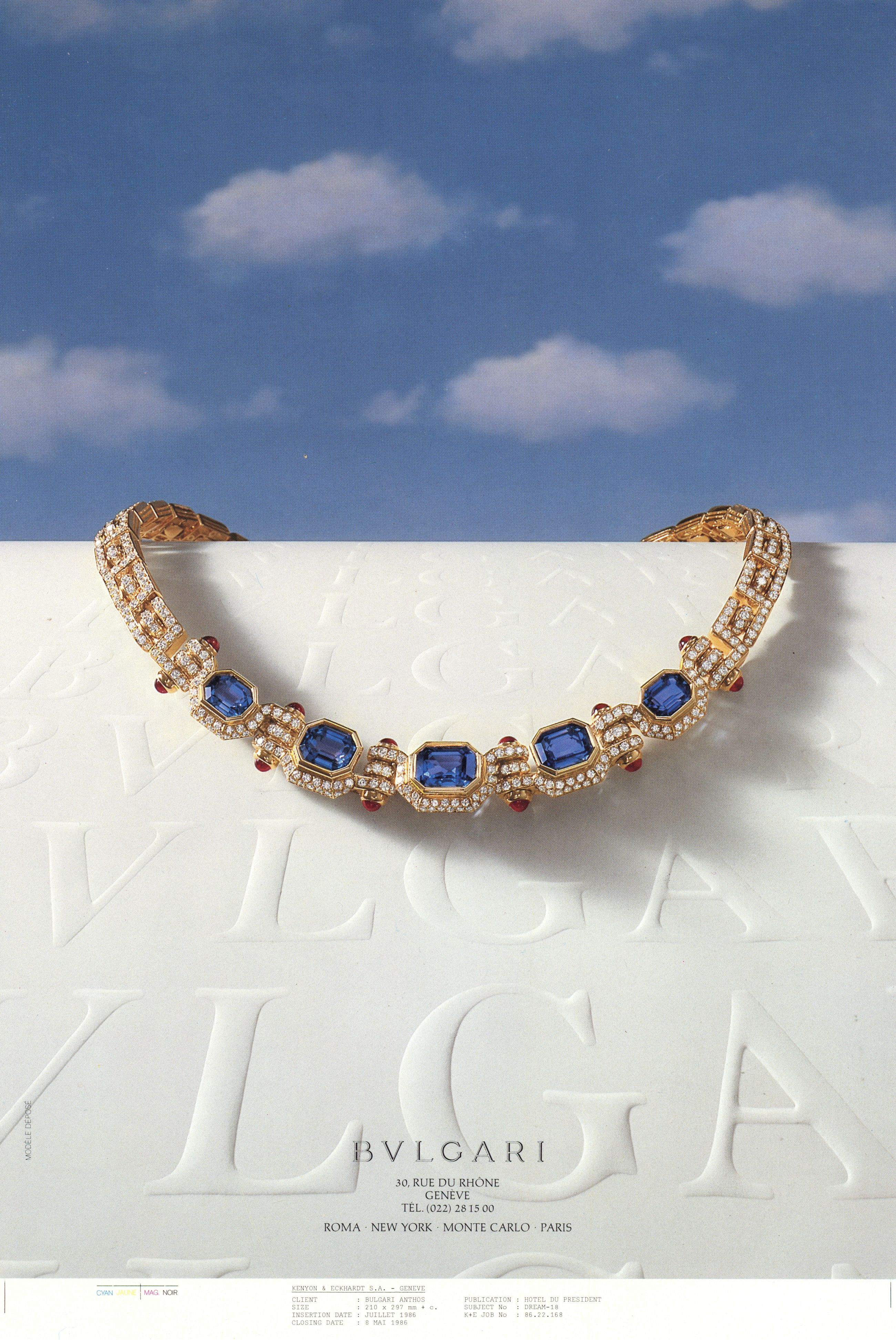 Campagna pubblicitaria Bvlgari Dream, 1981-1989 (inclusa una collana in oro con zaffiri, rubini e diamanti, ca. 1985) – Archivi Storici Bvlgari