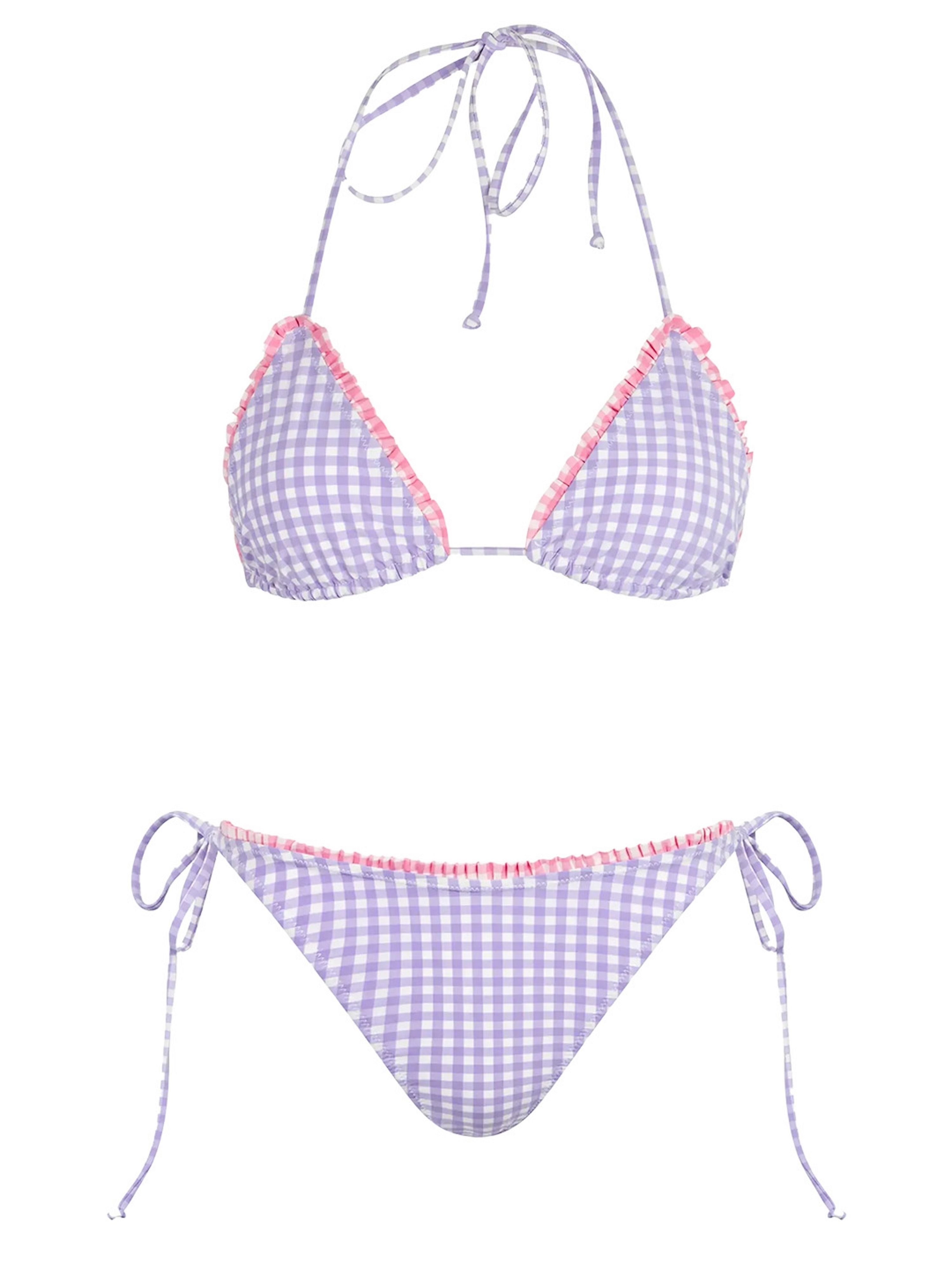 MC2 Saint Barth, Bikini a triangolo a quadretti SS25 - Credits: Dal sito ufficiale del brand MC2 Saint Barth: www.mc2saintbarth.com