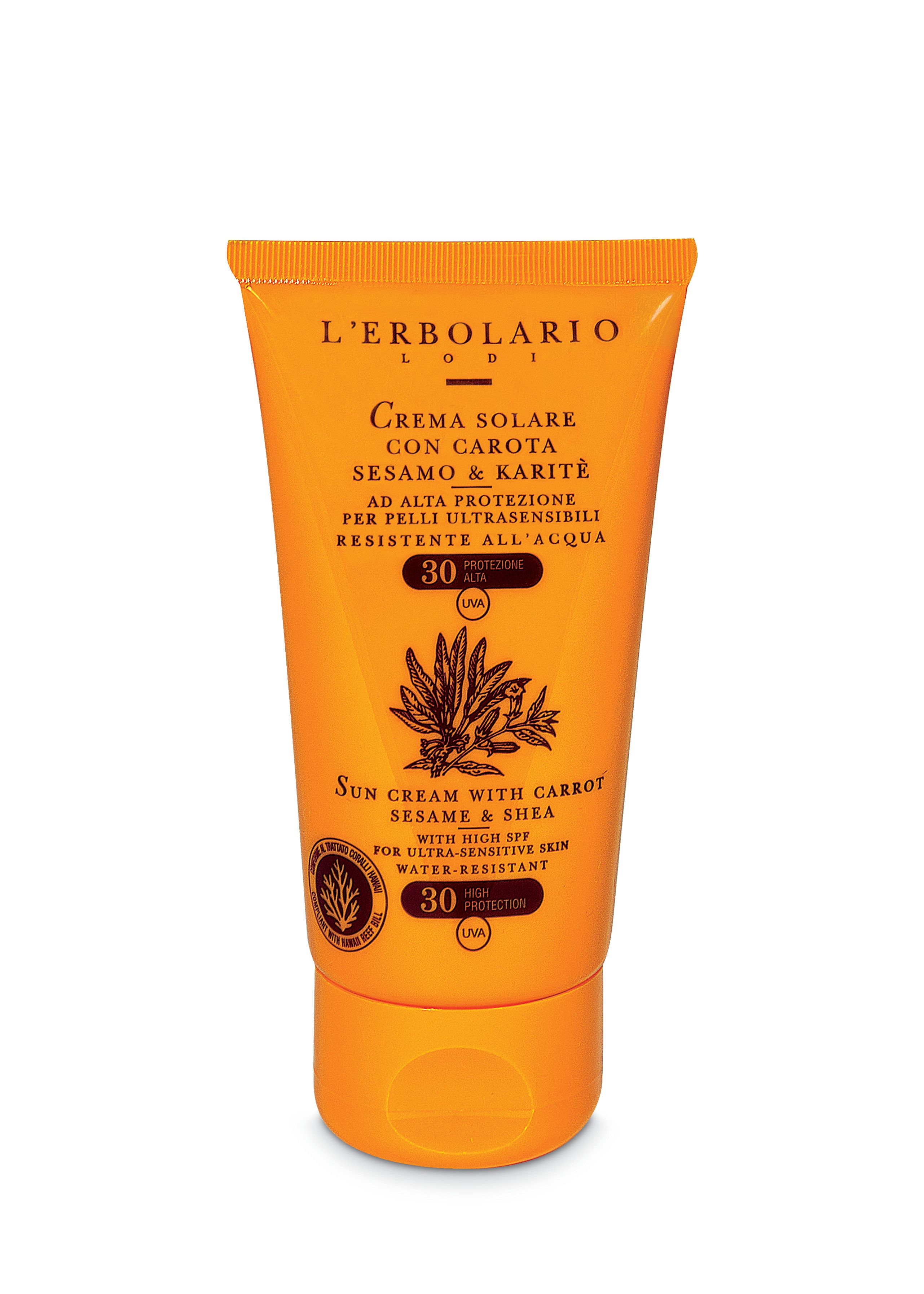 L'Erbolario, Crema Solare con Carota, Sesamo &amp; Karitè - Courtesy of Press Office