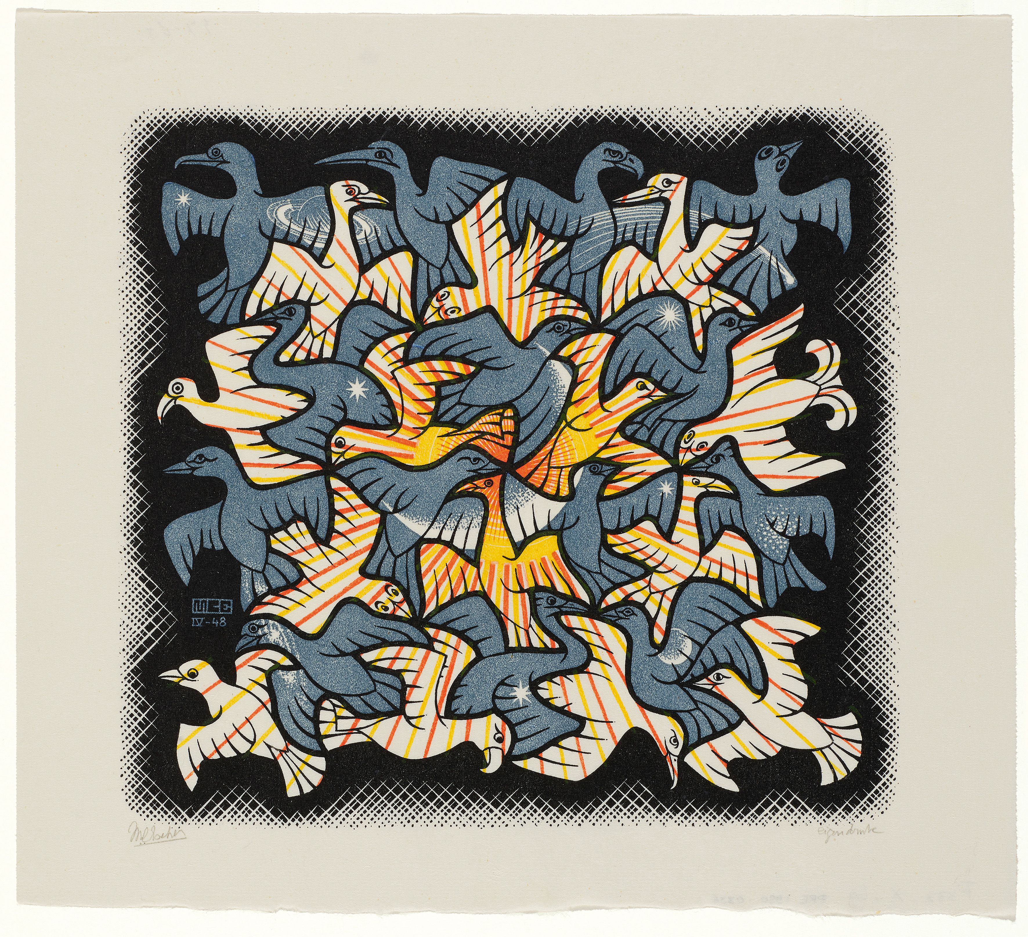 M.C. Escher, Sole e luna, 1948, Tecnica: xilografia, Dimensioni (senza cornice): cm 25,1 x 27, L’Aia, Kunstmuseum Den Haag
All M.C. Escher works © 2025 The M.C. Escher Company. All rights reserved. www.mcescher.com
Courtesy Press Office