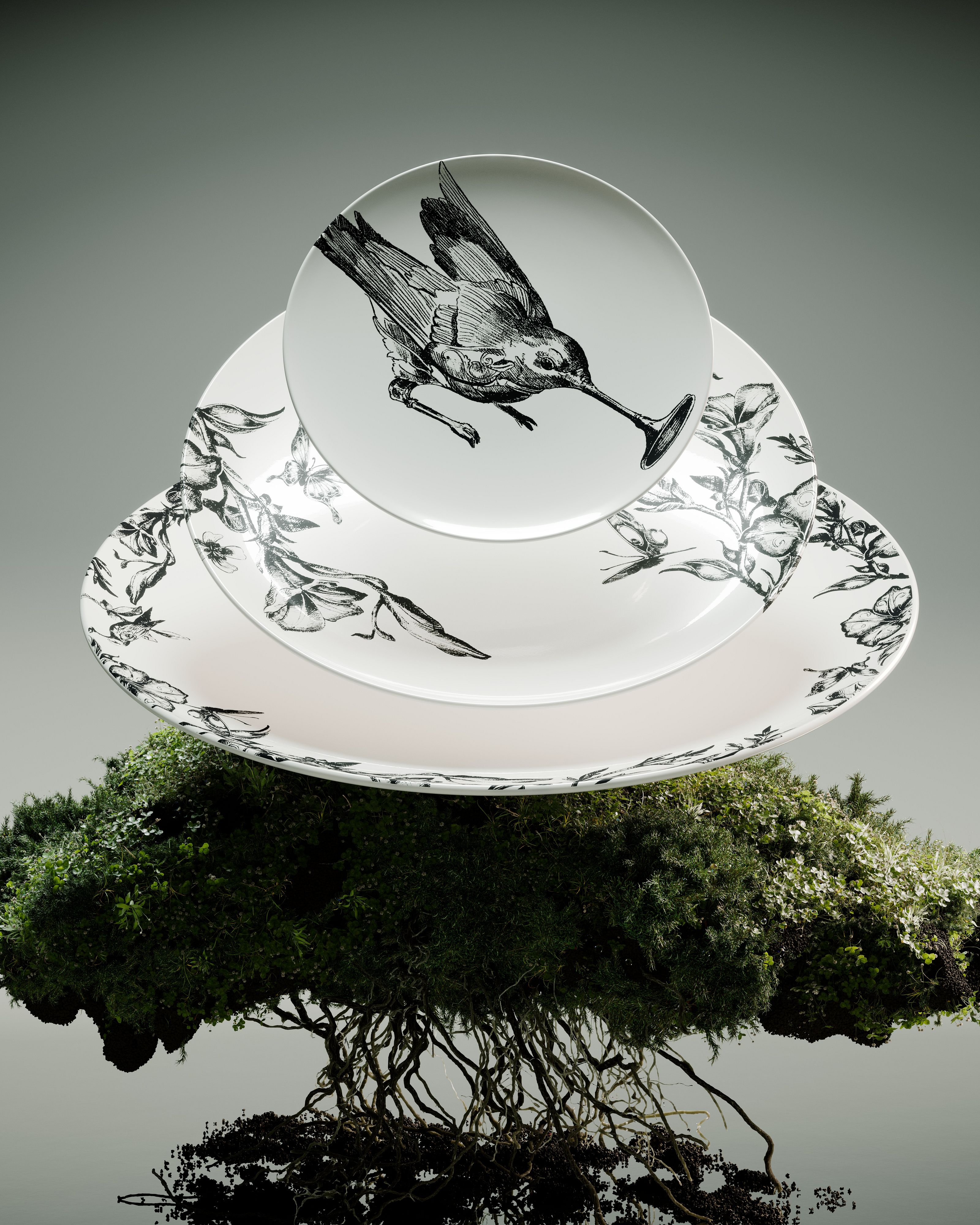 Gres porcellanato di alta qualità, per il piatto piano Floral Fantasy di Serax
Courtesy Serax