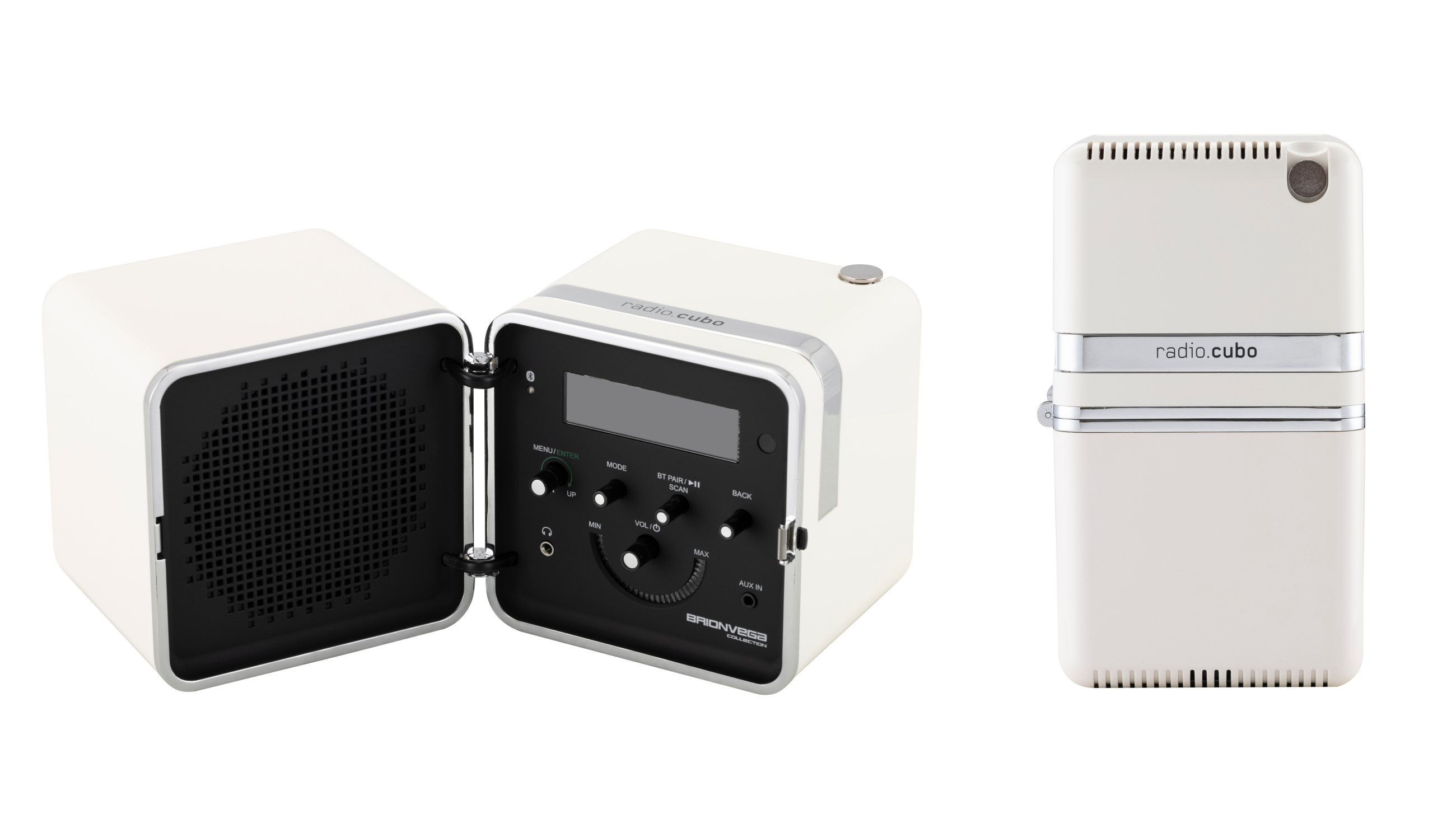 Il modello Radio.cubo 50° nella versione bianco neve; Brionvega
Credits: Press Office
