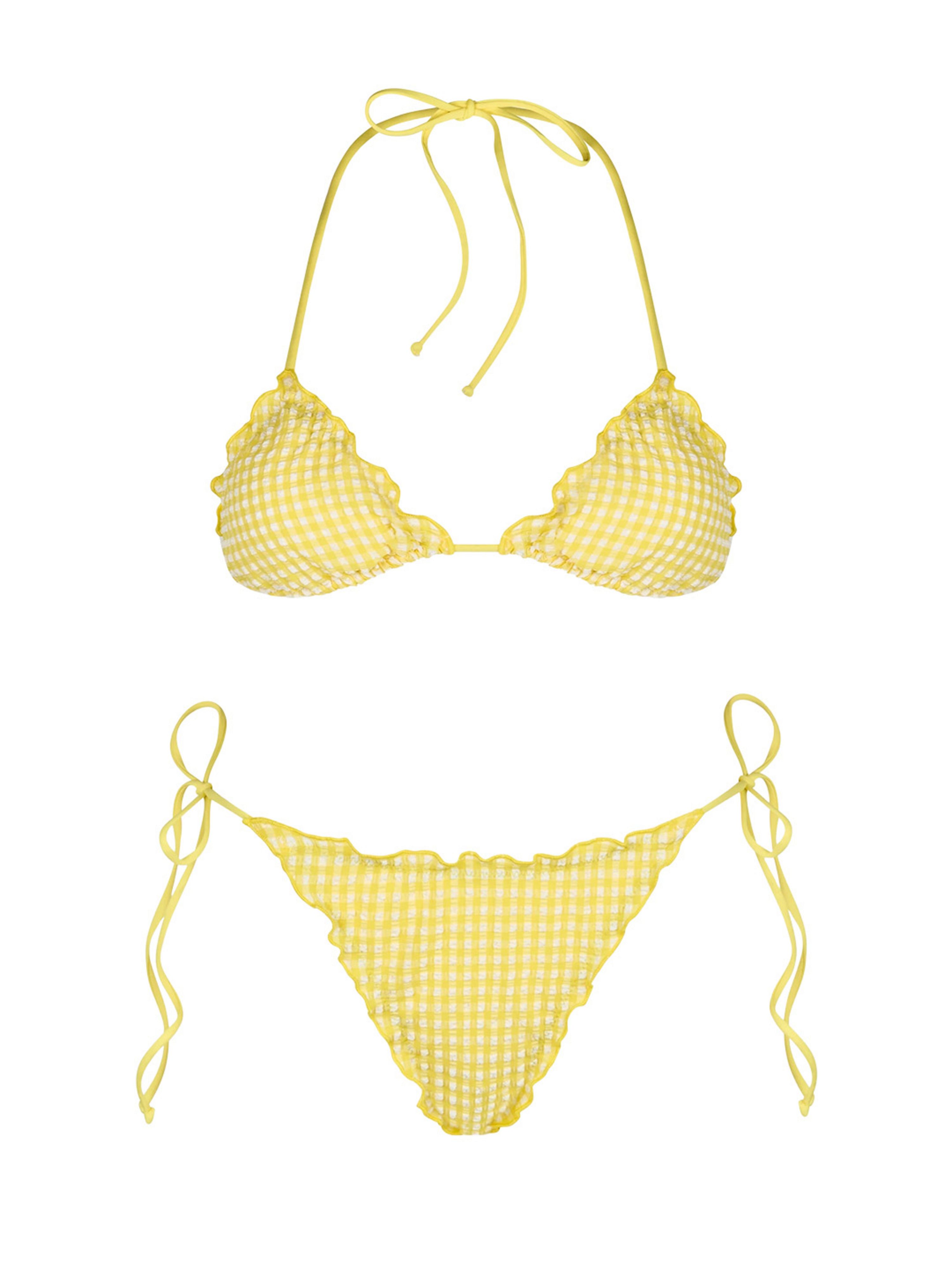 MC2 Saint Barth, Bikini da donna classico a triangolo in seersucker Sagittarius Miami SS25 - Credits: Dal sito ufficiale del brand MC2 Saint Barth: www.mc2saintbarth.com