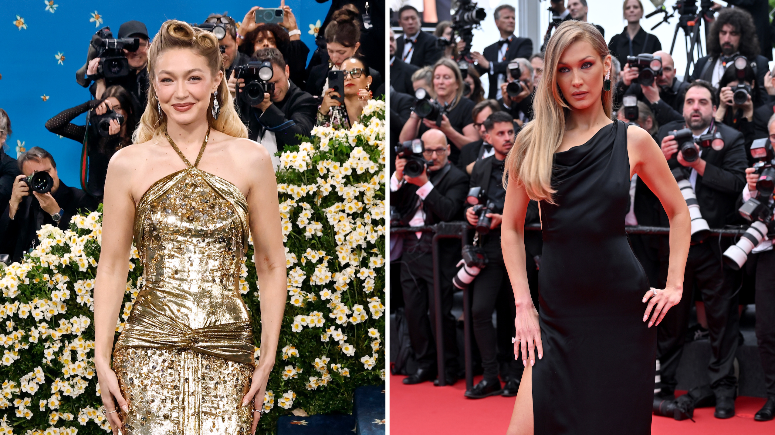 Gigi all'ultima edizione del Met Gala a New York; Bella alla 78esima kermesse del Festival di Cannes
Credit: Getty Images