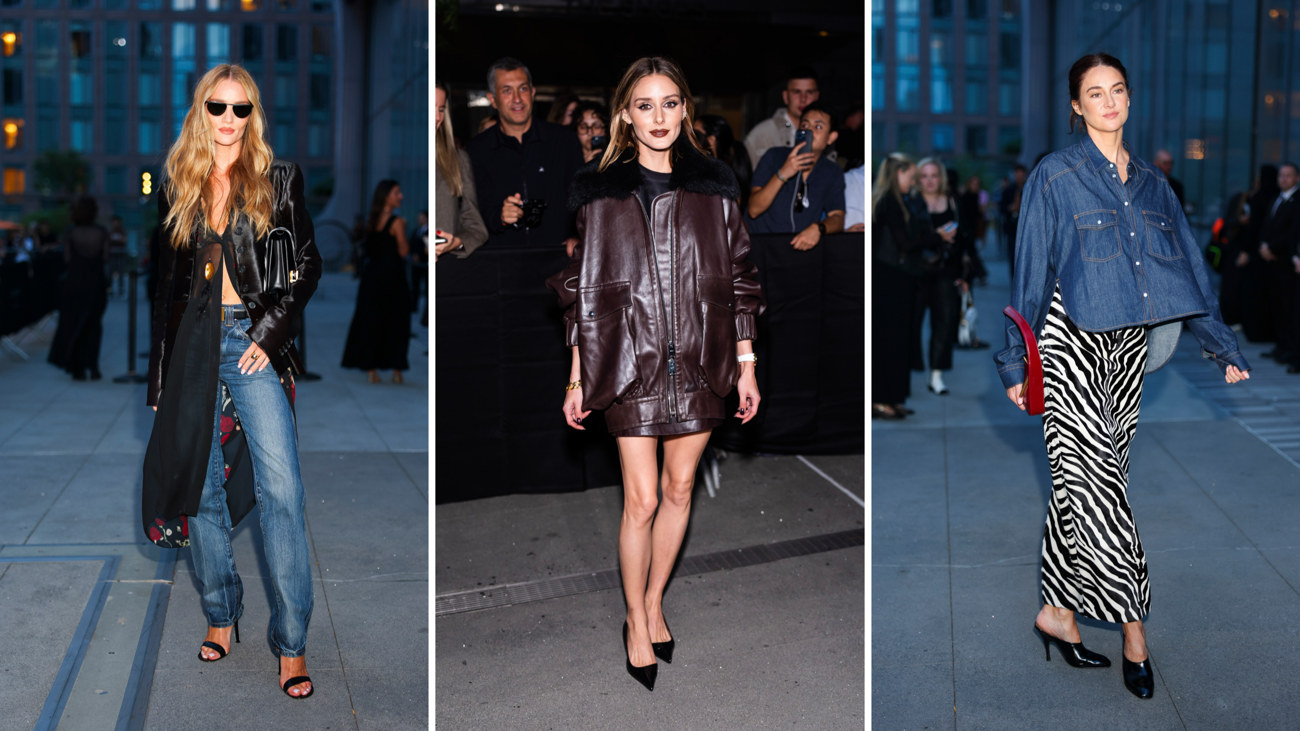 La modella Rosie Huntington-Whiteley, la socialite Olivia Palermo e l'attrice Shailene Woodley arrivano alla sfilata di Khaite durante la New York Fashion Week SS26
Credits: Getty 