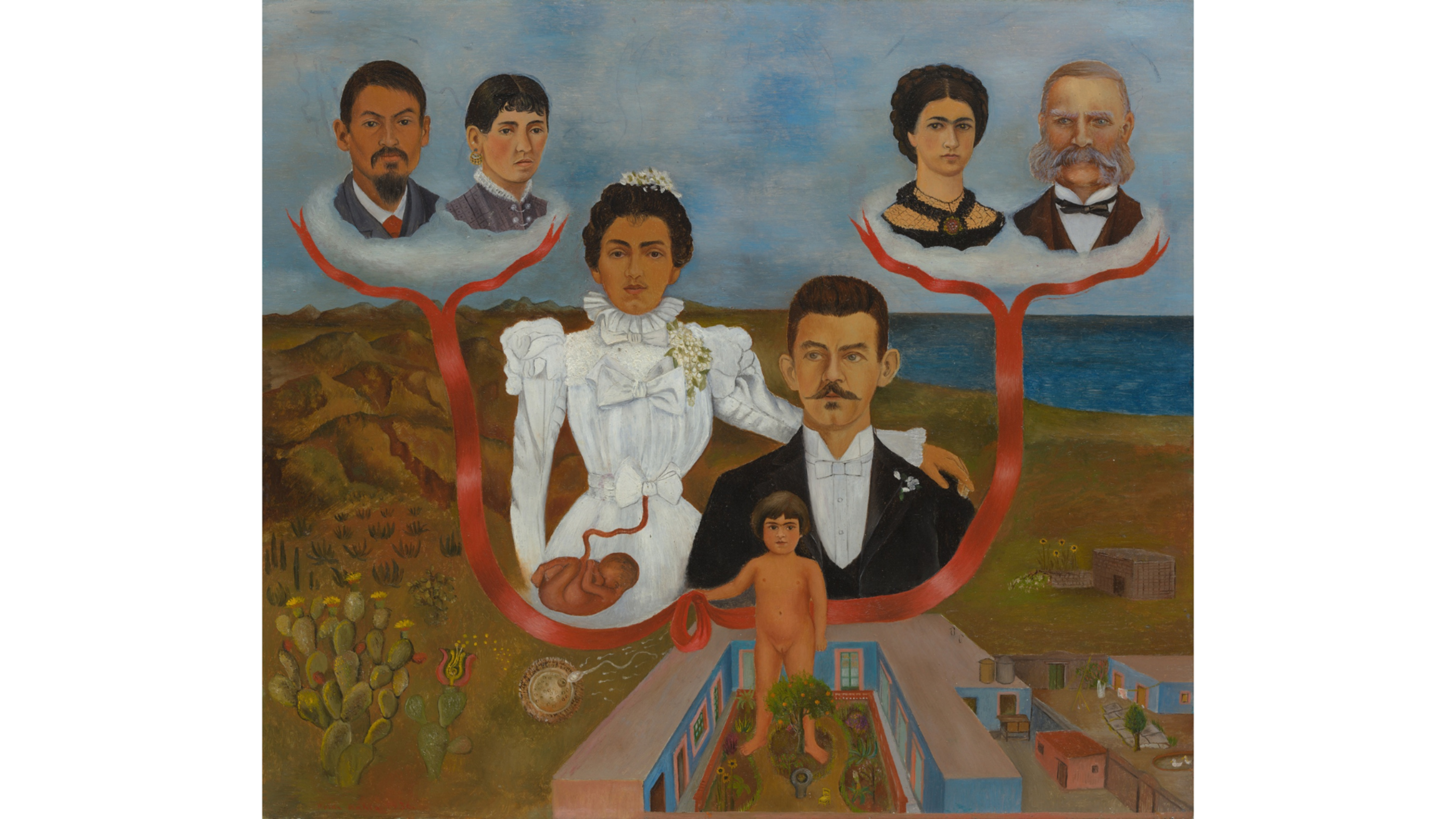 Frida Kahlo. I miei nonni, i miei genitori e io. 1936. Olio e tempera su zinco, 30,7 x 34,5 cm. Museum of Modern Art, New York. Dono di Allan Roos, M.D., e B. Mathieu Roos. © 2025 Banco de México Diego Rivera Frida Kahlo Museums Trust, Città del Messico / Artists Rights Society (ARS), New York. Foto: Jonathan Muzikar - Credits: Courtesy Press Office
