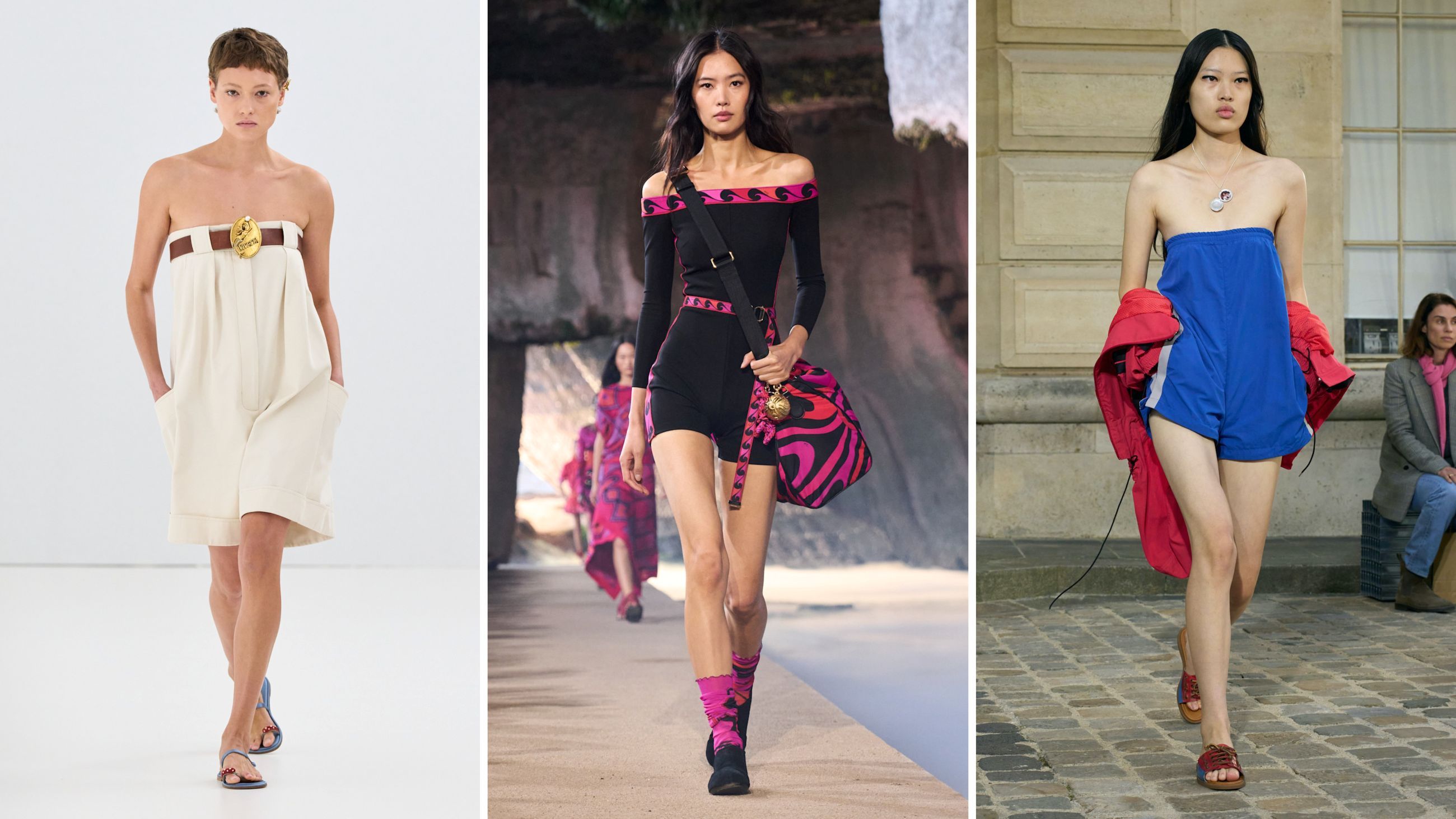 Dalle passerelle PE26: da sinistra Vivetta; Pucci; Meryll Rogge - Credits: Launchmetrics.com/Spotlight
