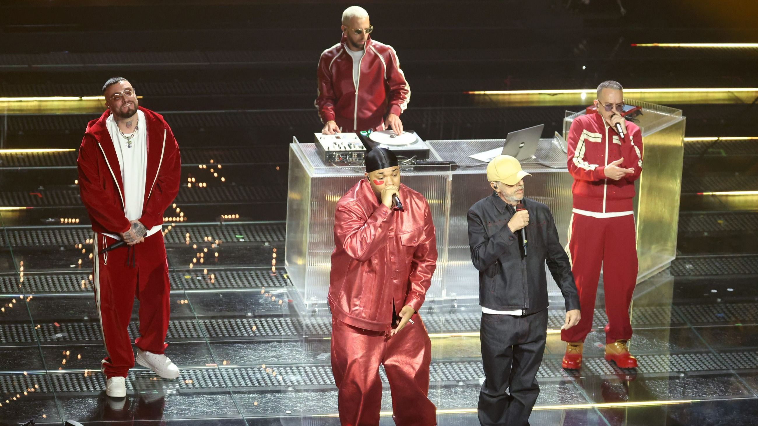Guè, Tormento, Shablo, Joshua e Neffa alla 75esima edizione di Sanremo - Credits Getty Images