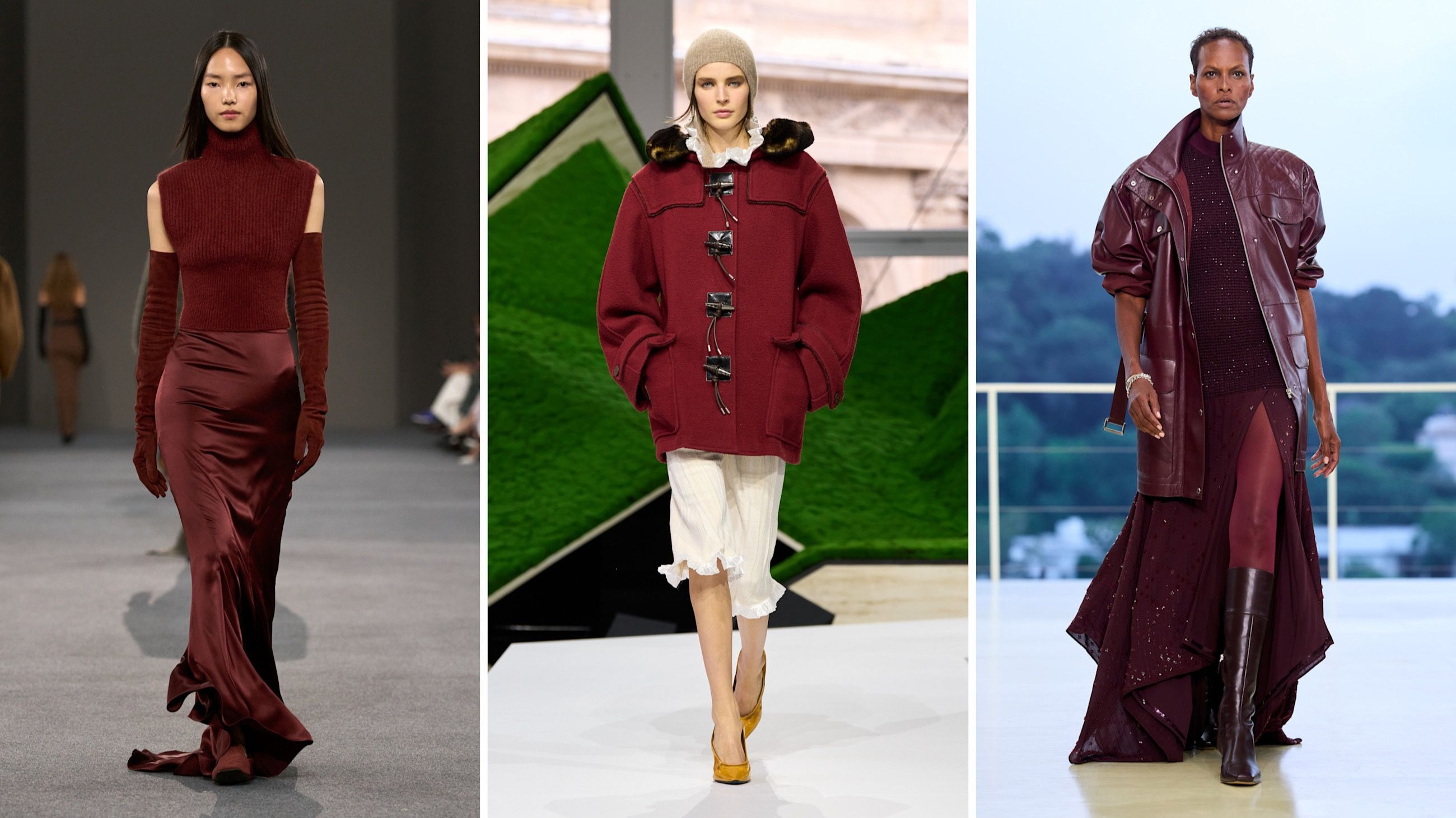 Dalle passerelle FW26: da sinistra Max Mara; Louis Vuitton; Hermès - Credits: Launchmetrics.com/Spotlight