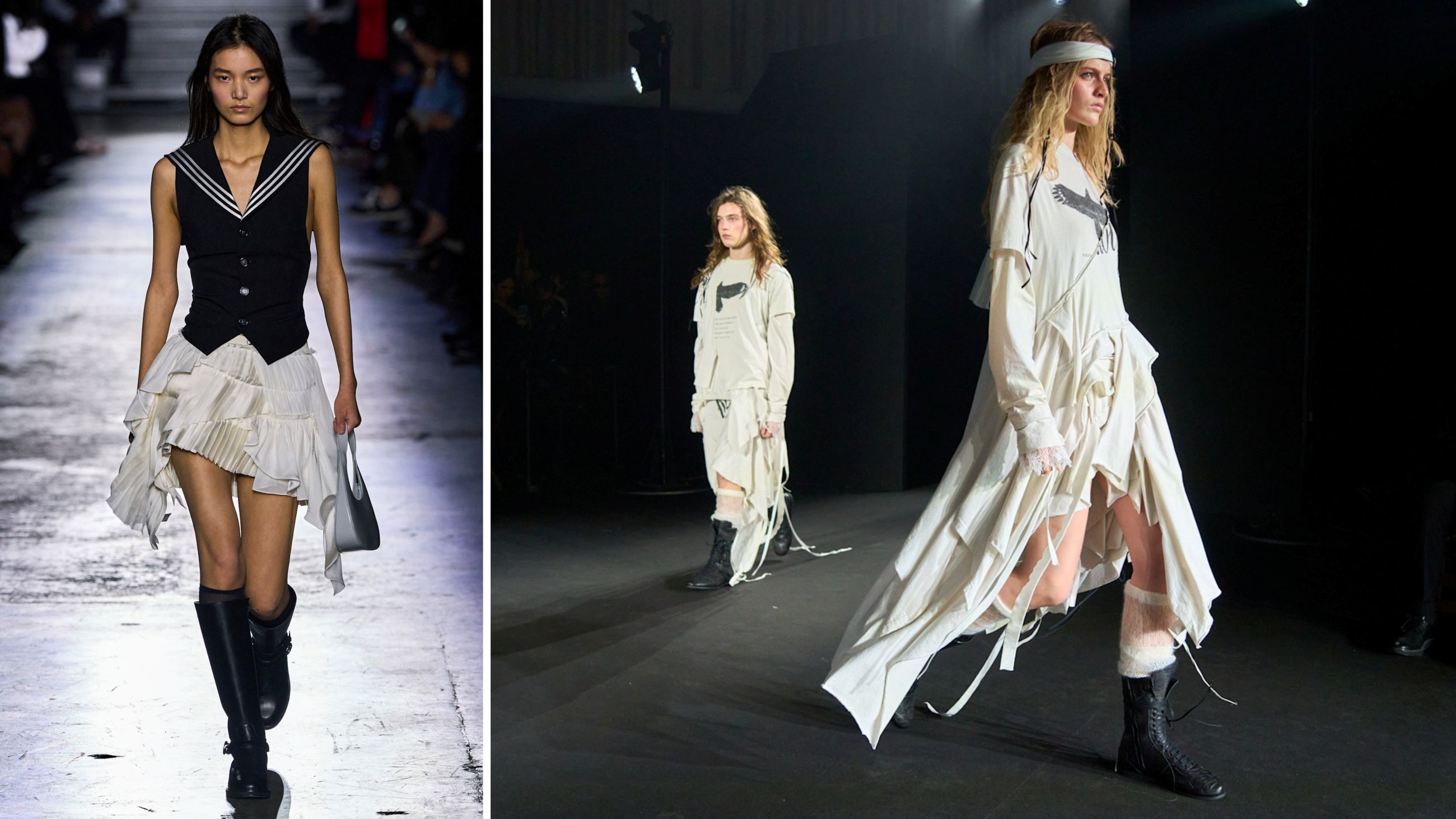 Da sinistra outfit dalle sfilate FW2526 di Coperni e Demeulemeester - Credits: Launchmetrics.com/Spotlight