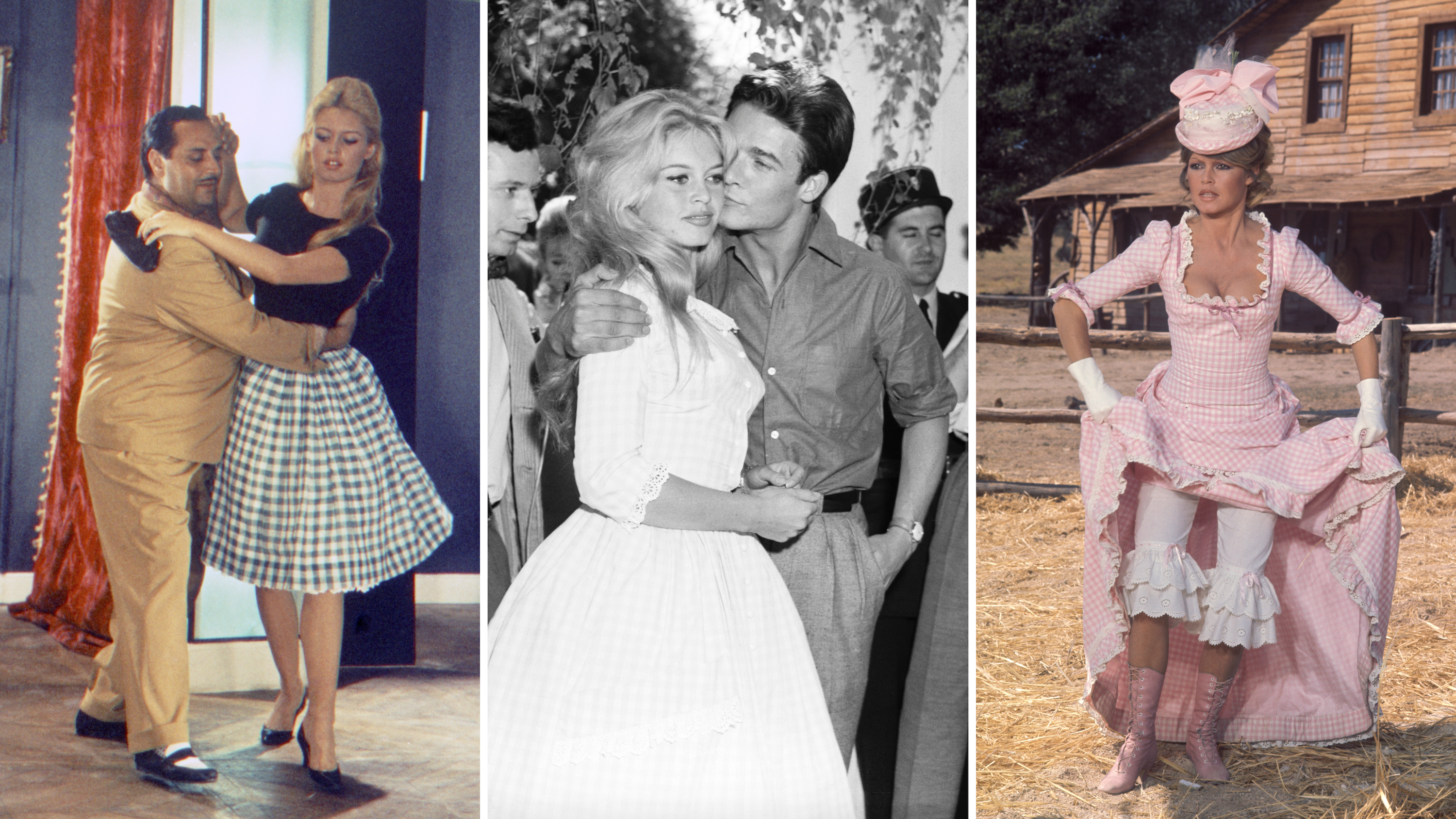 L'attrice Brigitte Bardot con Dario Moreno sul set del film Voulez-vous danser avec moi, 1959; BB al suo matrimonio con Jacques Charrier, 1959; l'attrice sul set de Les Petroleuses, 1971
Credits: Getty Images 