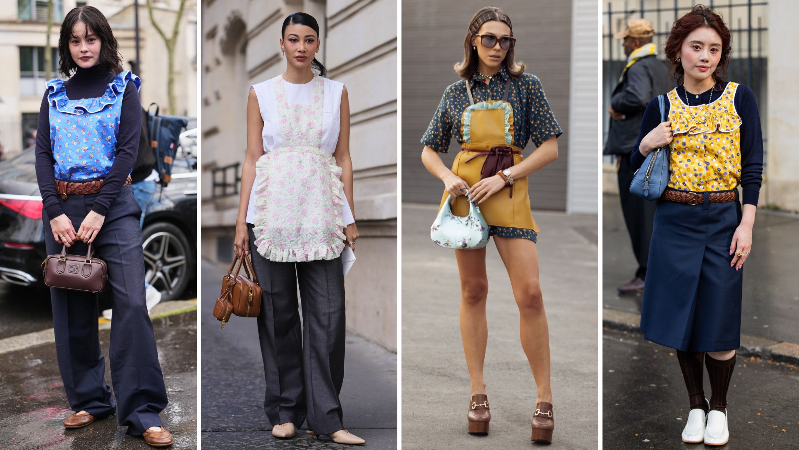 Da sinistra: Paris Fashion Week - Womenswear Autunno/Inverno 2026/2027; Abla Sofy durante la Paris Fashion Week - Womenswear Autunno/Inverno 2026/2027; Alexandra Ishutina durante la Visa Fashion Week Almaty 2026, Kazakistan; Settimana della Moda di Parigi - Donna Autunno/Inverno 2026/2027 - Credits Getty Images