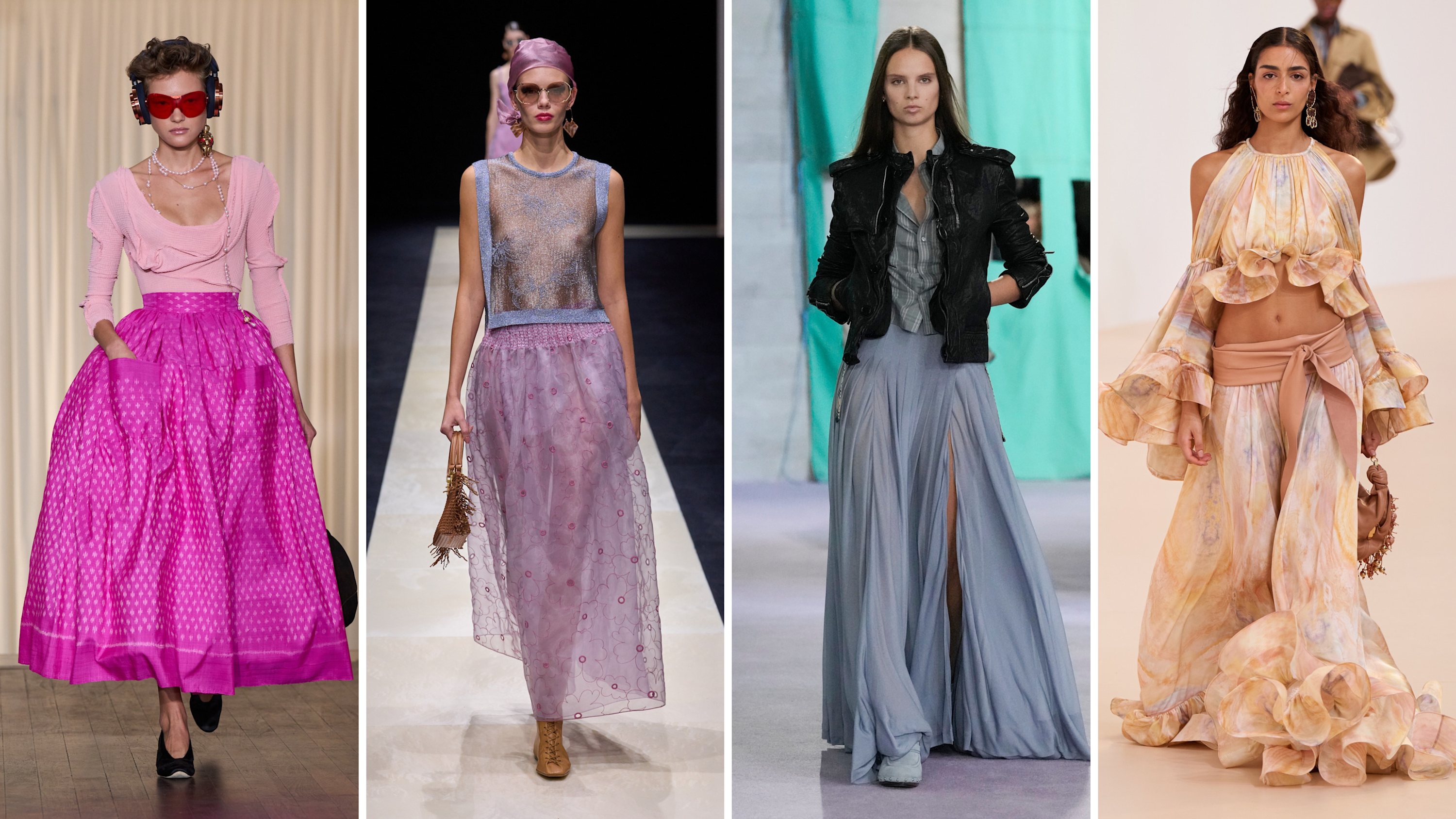 Andreas Kronthaler per Vivienne Westwood SS25; Emporio Armani SS25; Burberry SS25; Zimmermann SS25
Credits: Launchemetrics.com/Spotlight
