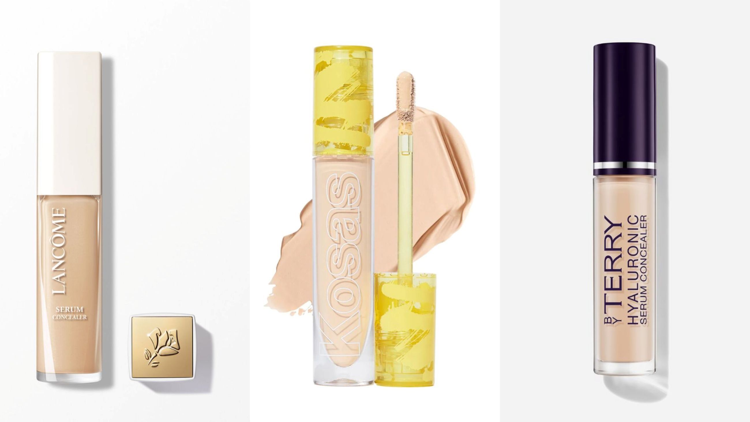 Lancôme, Teint Idole Ultra Wear Serum Concealer; Kosas, Revealer Concealer; By Terry, Hyaluronic Serum Concealer - Credits: Courtesy Press Office