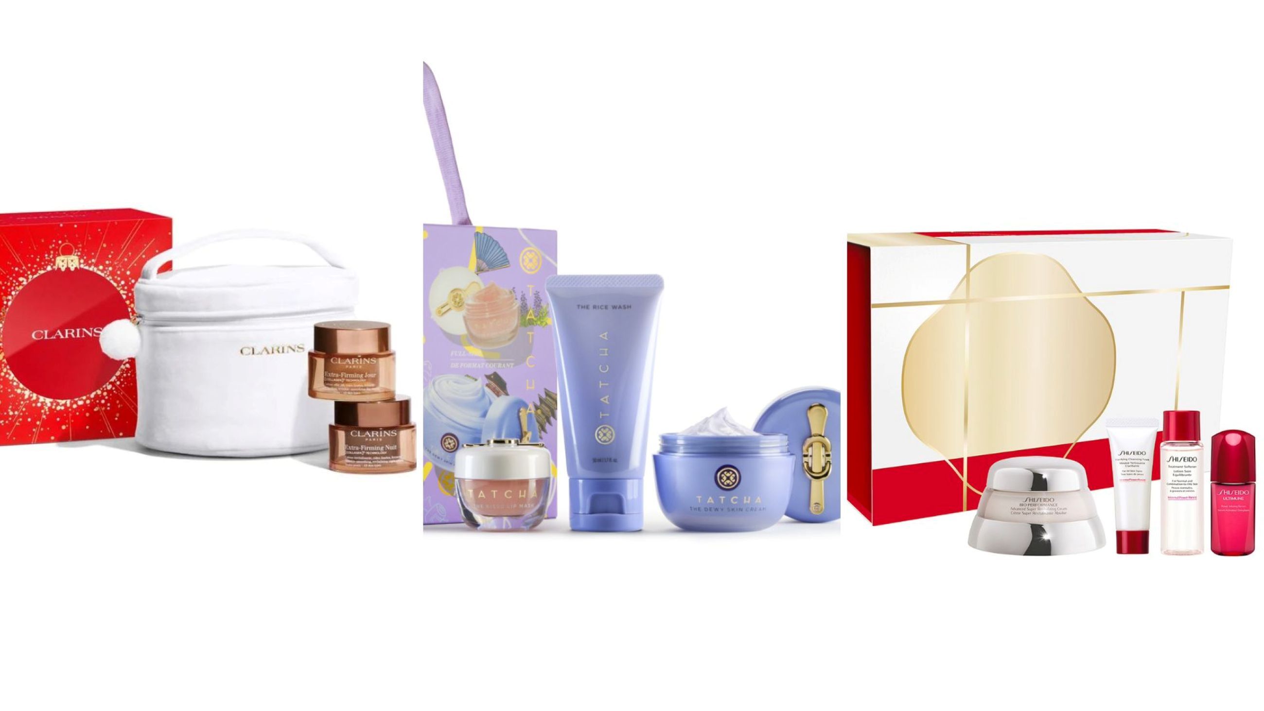 Clarins, Rituale Extra-Firming Day&Night; Tatcha, Dewy Skin Plump Lips Set; Shiseido, Rituale di Bellezza Antietà - Credits: Courtesy Press Office