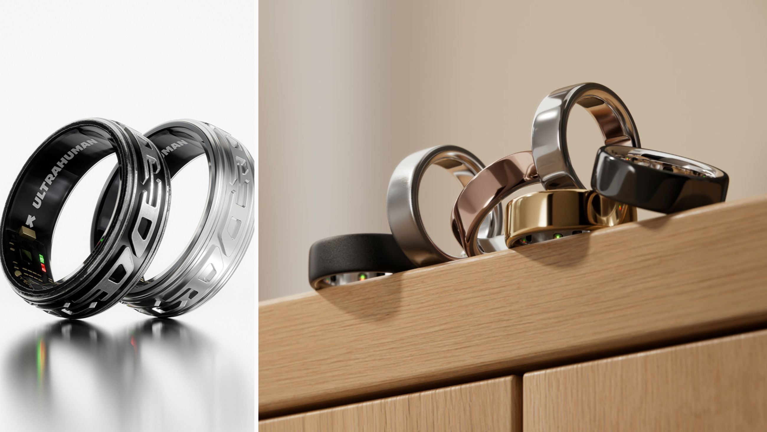 A sinistra: Diesel x Ultrahuman; A destra: Oura Ring 4 - Courtesy Press Office