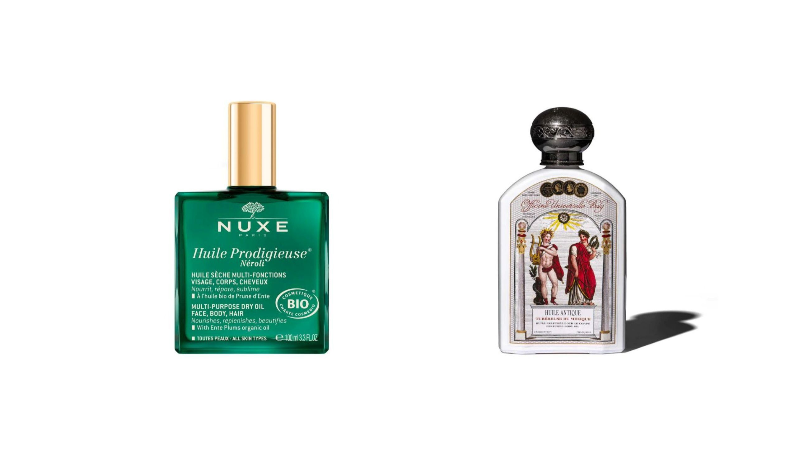 Nuxe, Hile Prodigieuse Neroli; Officine Universelle Buly, Huile Antique Tuberosa del Messico - Courtesy Press Office