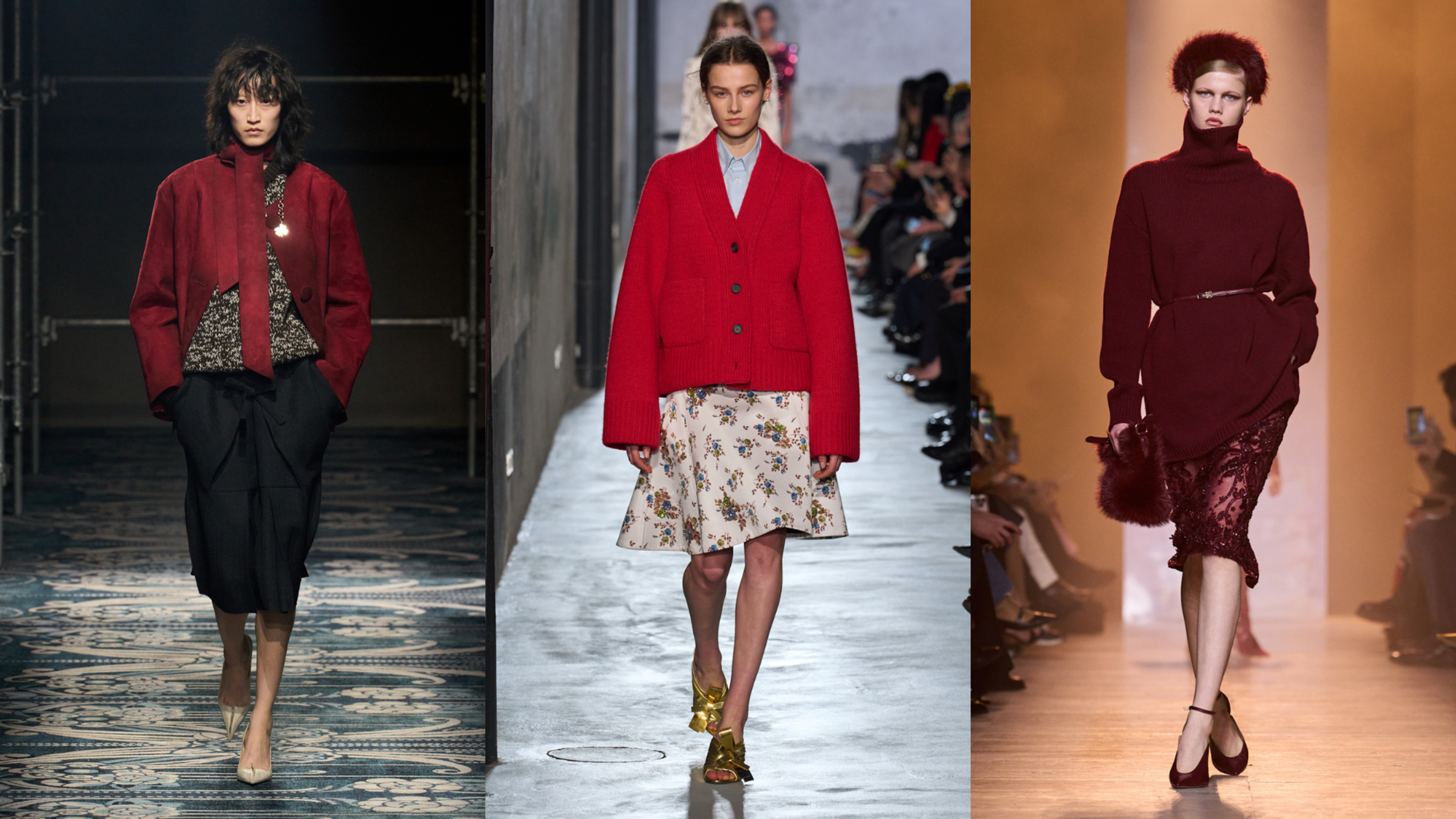  Da sinistra Prada; N 21; Elie Saab FW25 - Credits: Launchemtrics.com/Spotlight