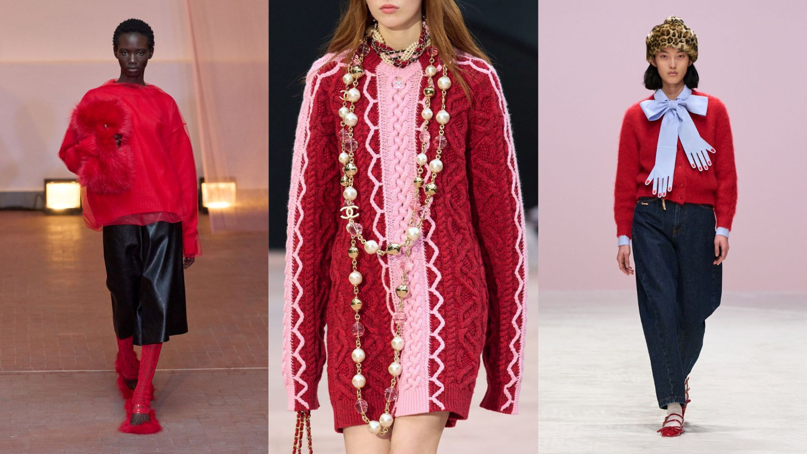 Da sinistra: MSGM FW25; Chanel FW25; Vivetta FW25 Credits Launchmetrics.com/Spotlight