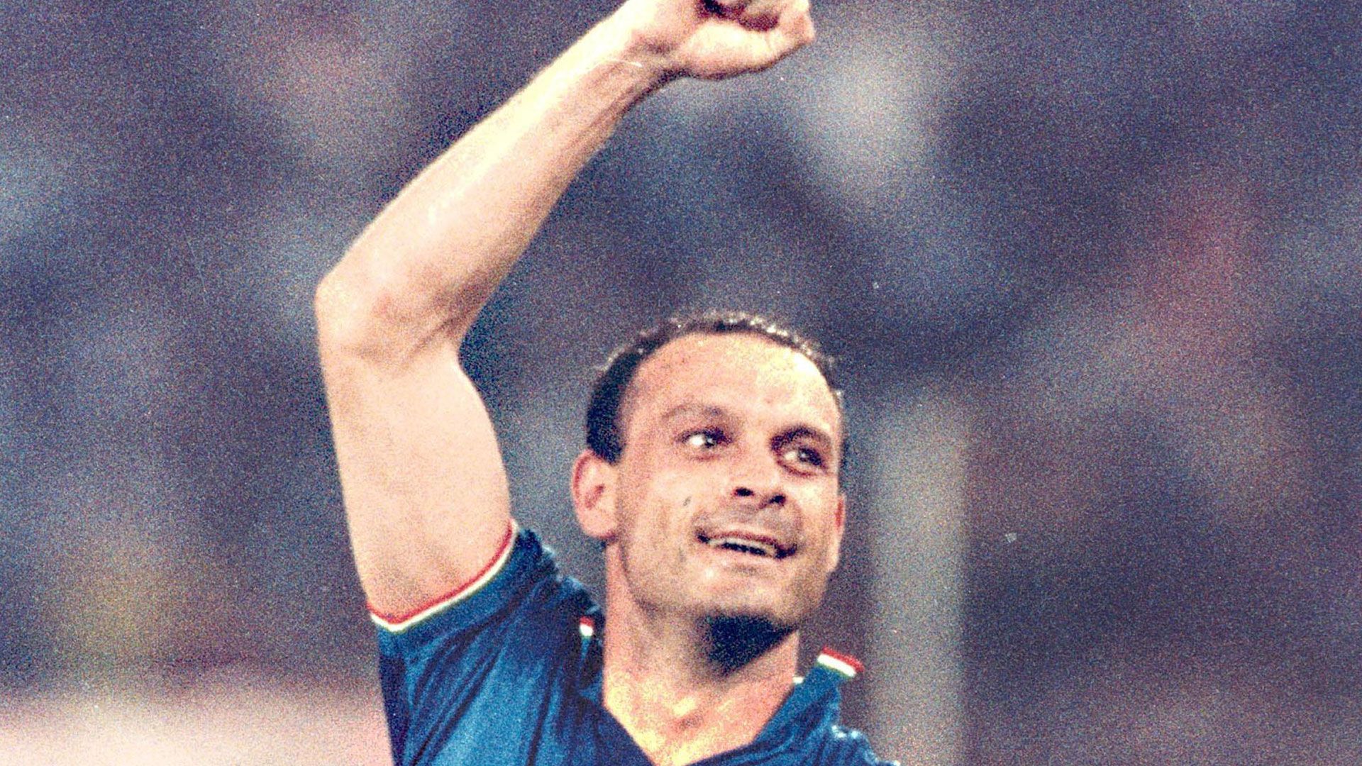 Totò Schillaci esulta dopo un gol ai Mondiali di Italia '90