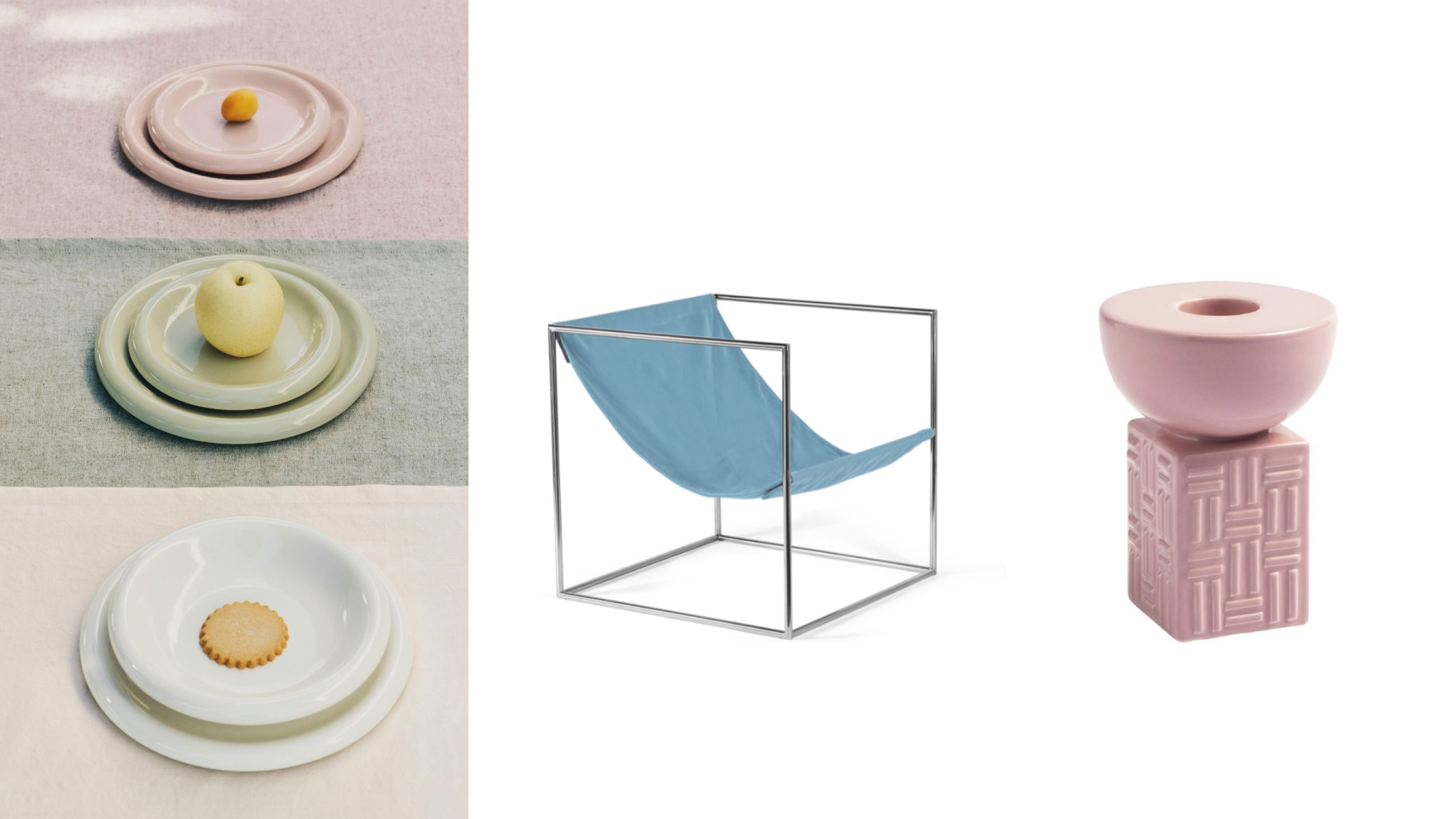 Da sinistra: Collezione Barro di Hay - Courtesy HAY; Solo Seat di valerie_objects - Courtesy valerie_objects; Portacandela Stack di &klevering - Courtesy &klevering