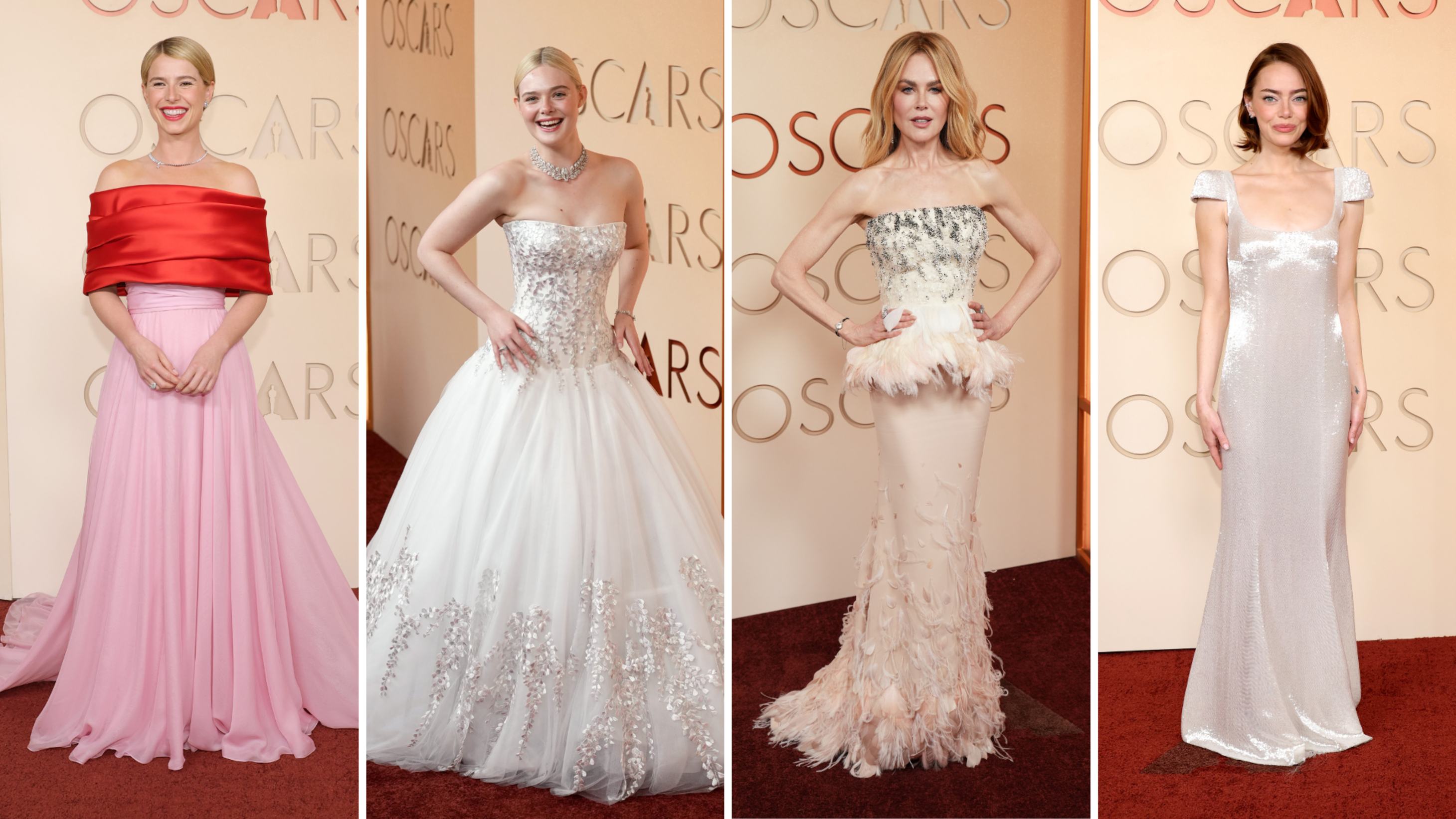 Da sinistra: Jessie Buckley; Elle Fanning; Nicole Kidman; Emma Stone sul red carpet della 98ª edizione degli Oscar - Credits: Getty Images 