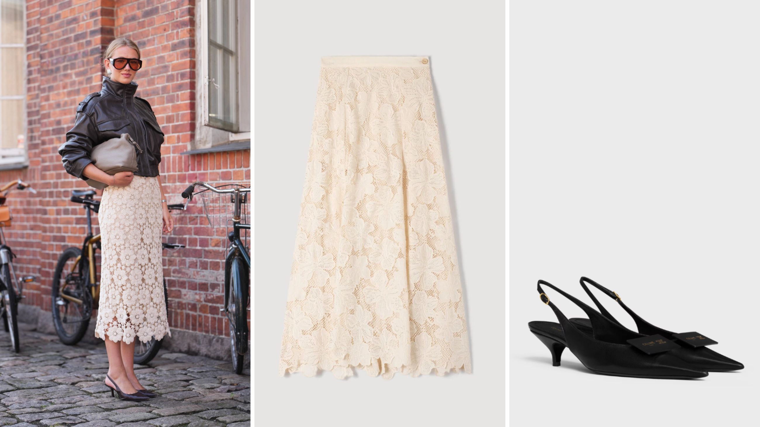 Da sinistra: Credits Getty Images; Shopping: gonna Sandro, slingback Celine
