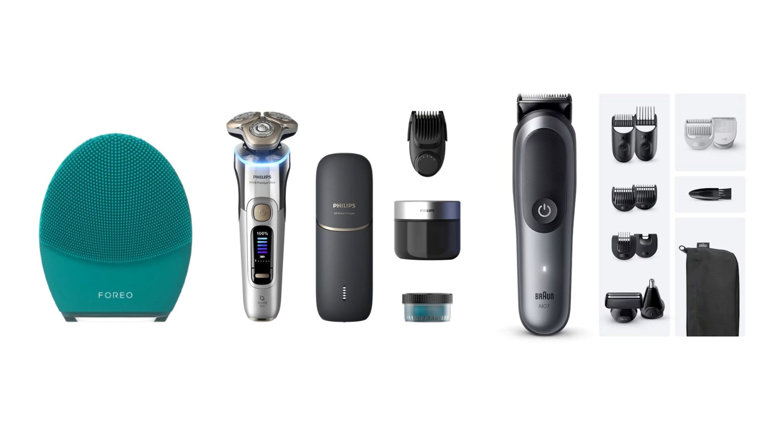 FOREO LUNA 4 MEN; Philips Shaver Serie i9000; Braun All-In-One Series 7 7540 