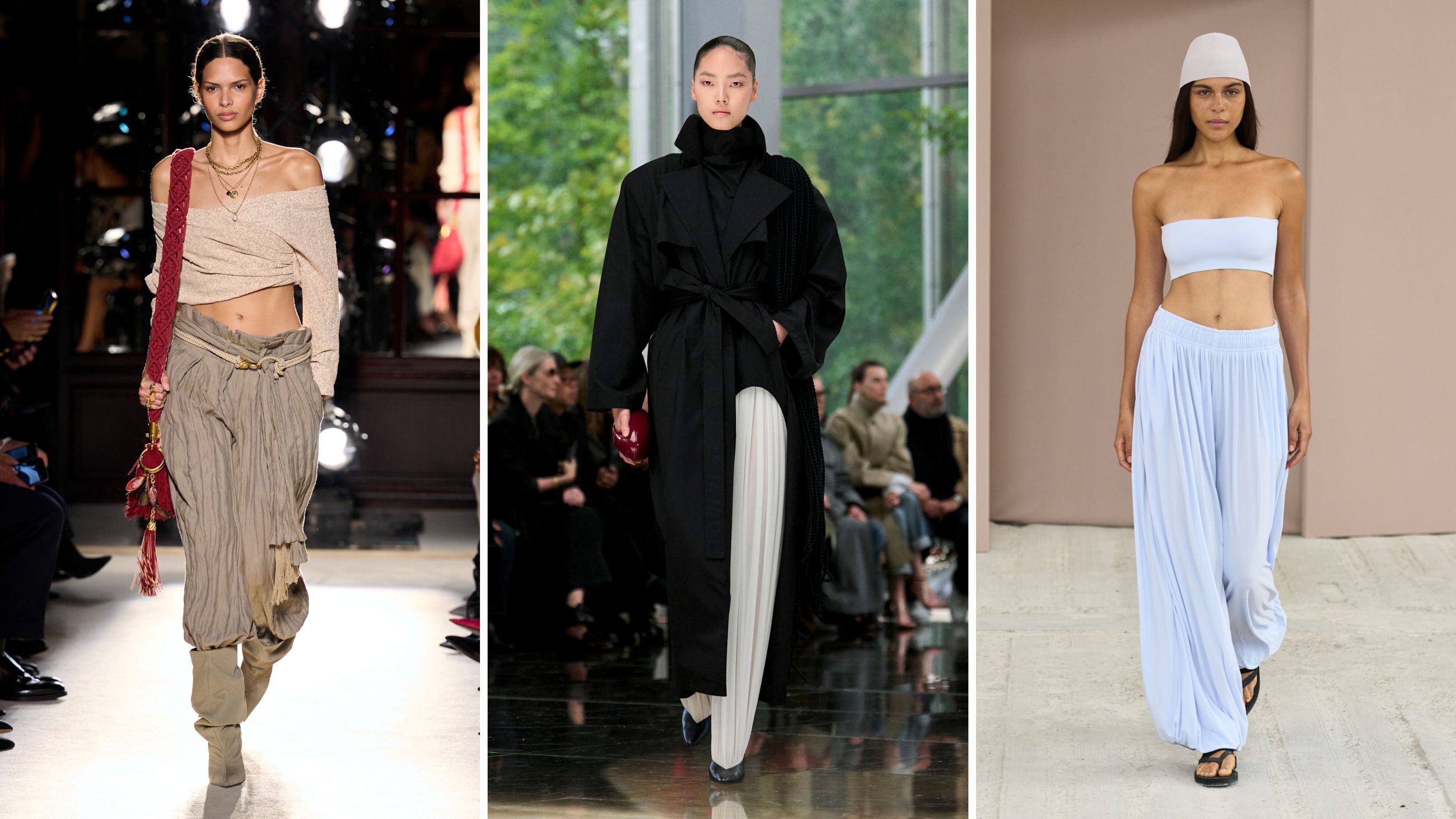 Dalle passerelle PE26: da sinistra Balmain; Alaïa; Birrot - Credits: Launchmetrics.com/Spotlight