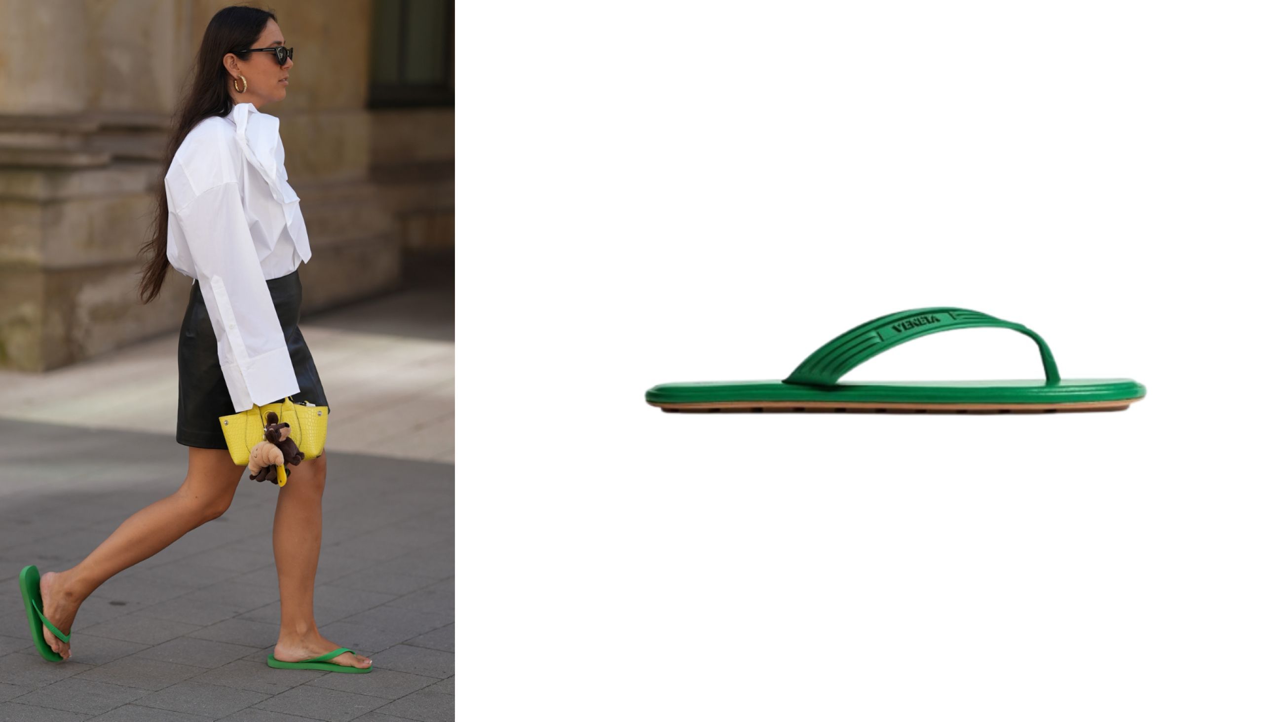 Da sinistra: Credits Getty Images; Bottega Veneta Sampieri verde smeraldo - Courtesy Press Office