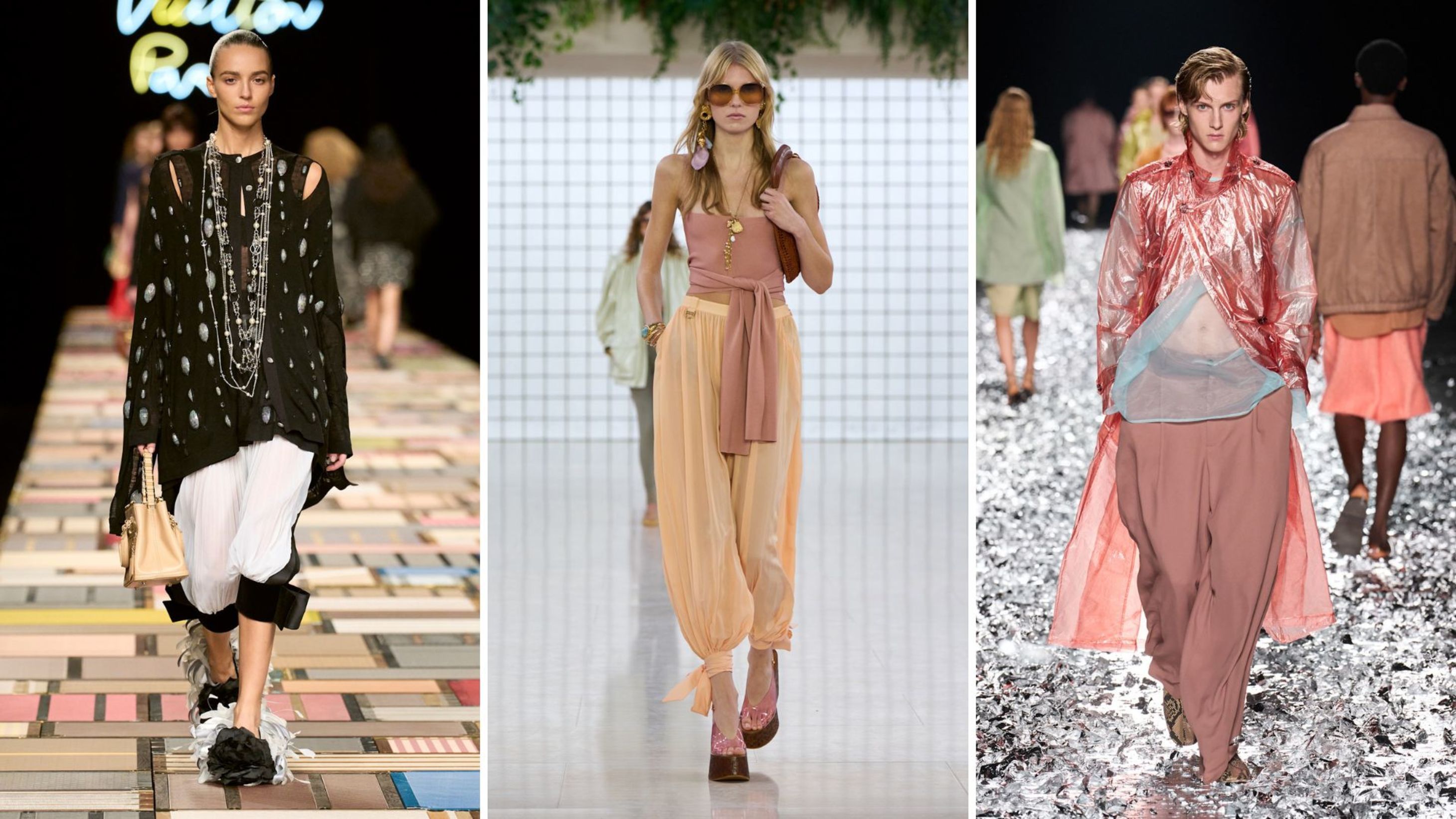 Da sinistra: Louis Vuitton, Chloé, Dries Van Noten 
Credit: Launchmetrics.com/Spotlight