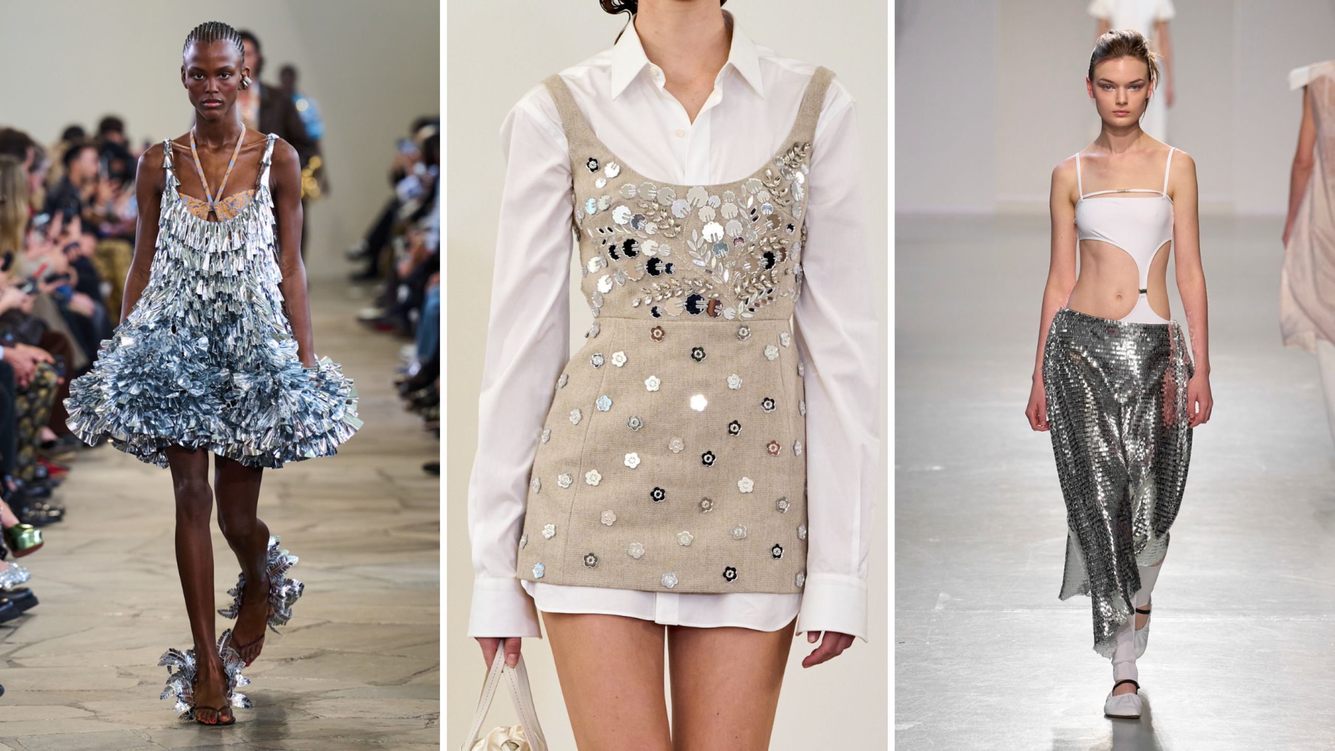 Da sinistra: Rabanne; Giambattista Valli; Niccolò Pasqualetti SS26 - Credits Launchmetrics.com/Spotlight