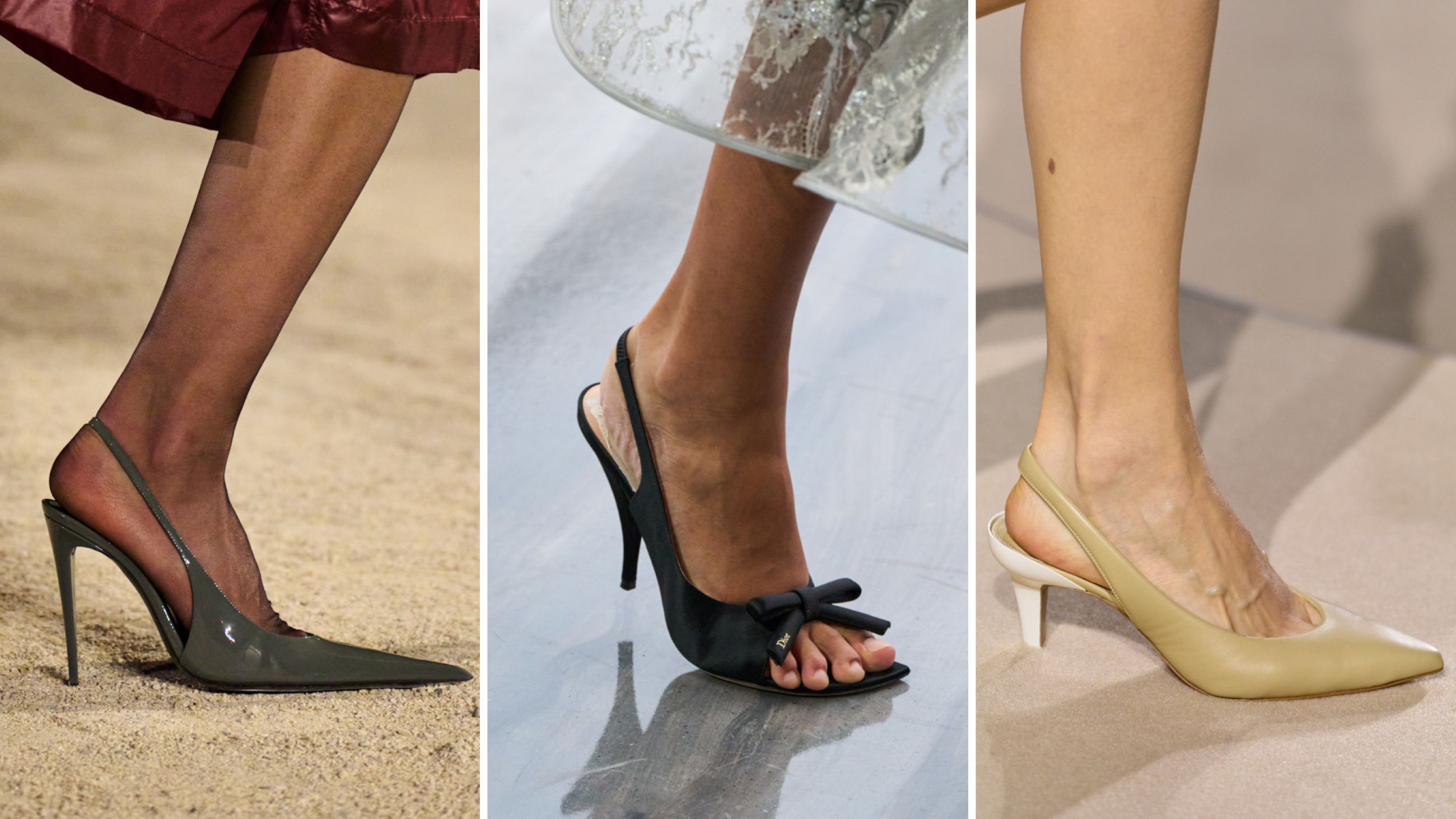 Da sinistra: Saint Laurent; Dior; Chloé SS26 - Credits Launchmetrics.com/Spotlight