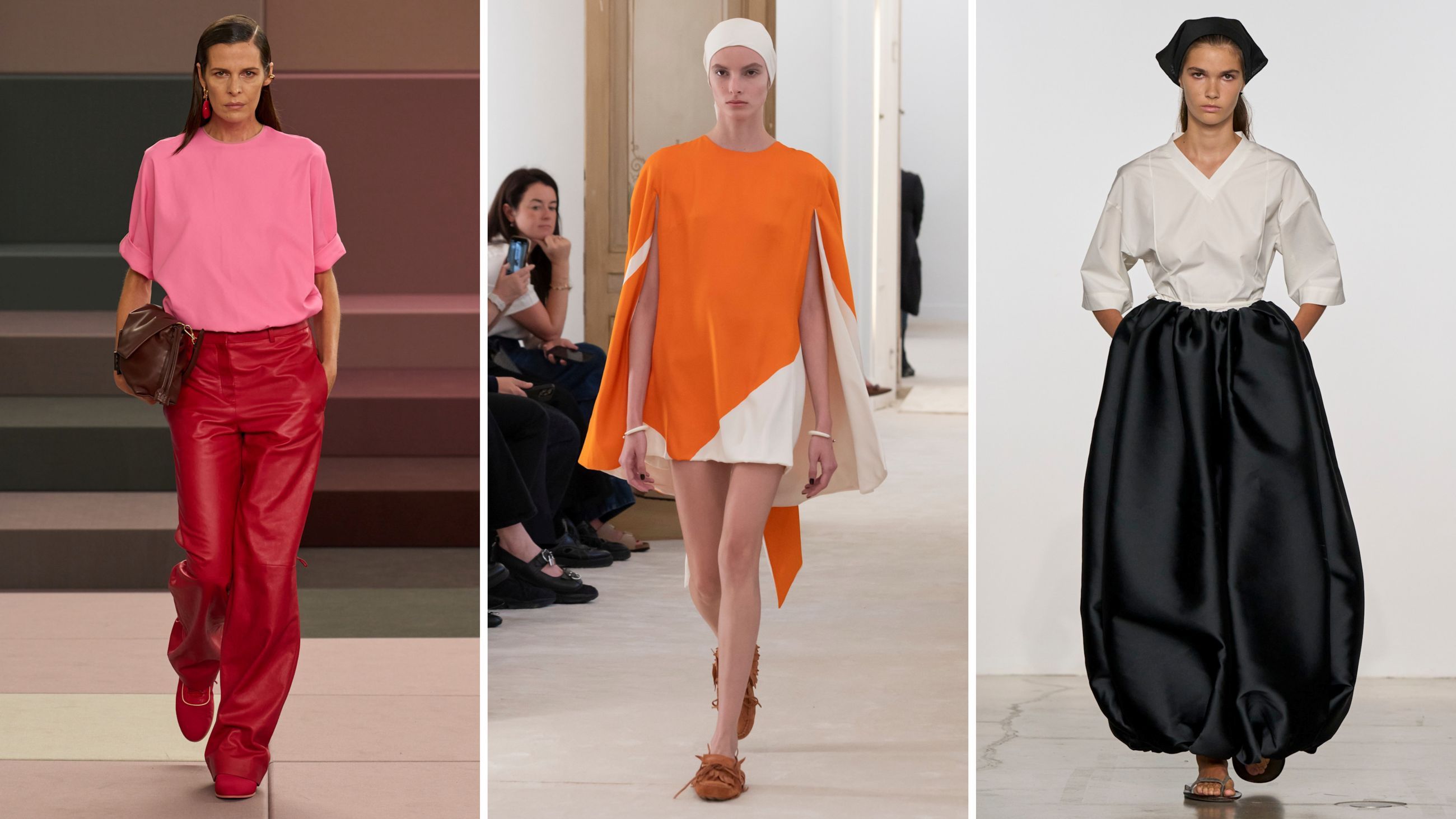 Dalle sfilate PE26: da sinistra Fendi; Alberta Ferretti; Calvin Klein - Credits: Launchmetrics.com/Spotlight