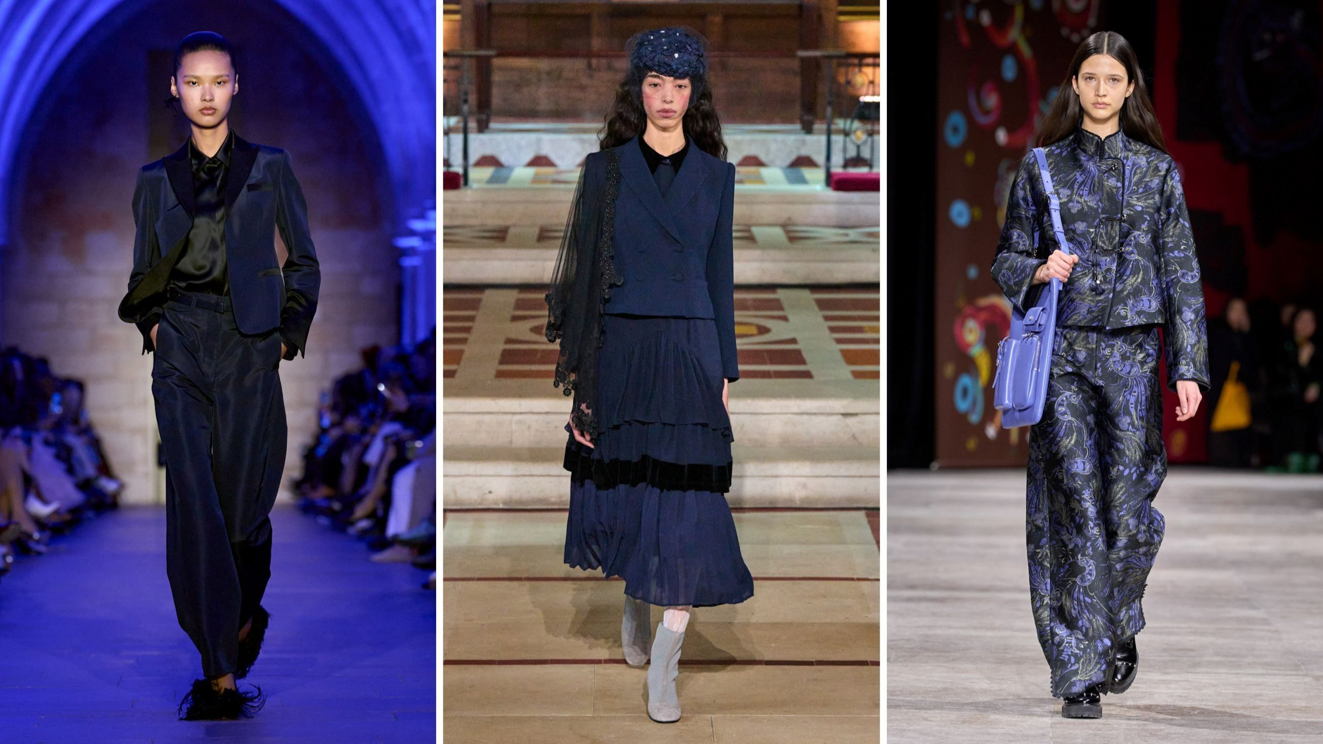 Da sinistra abbinamenti che sfoggiano giacche dal taglio corto nelle sfilate FW2526 di Chanel, Undercover e Giuseppe Di Morabito - Credits: Launchmetrics.com/Spotlight