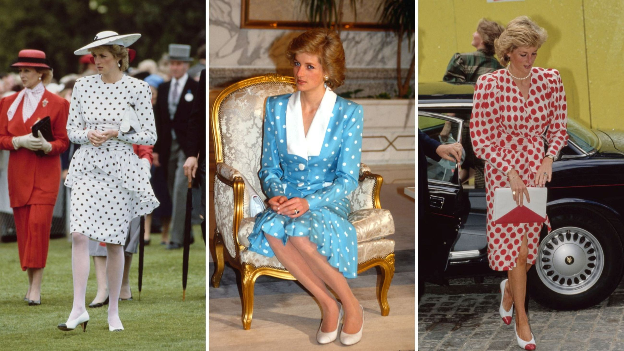Lady Diana indossa abiti a pois in diverse occasioni 
Credits Getty Images