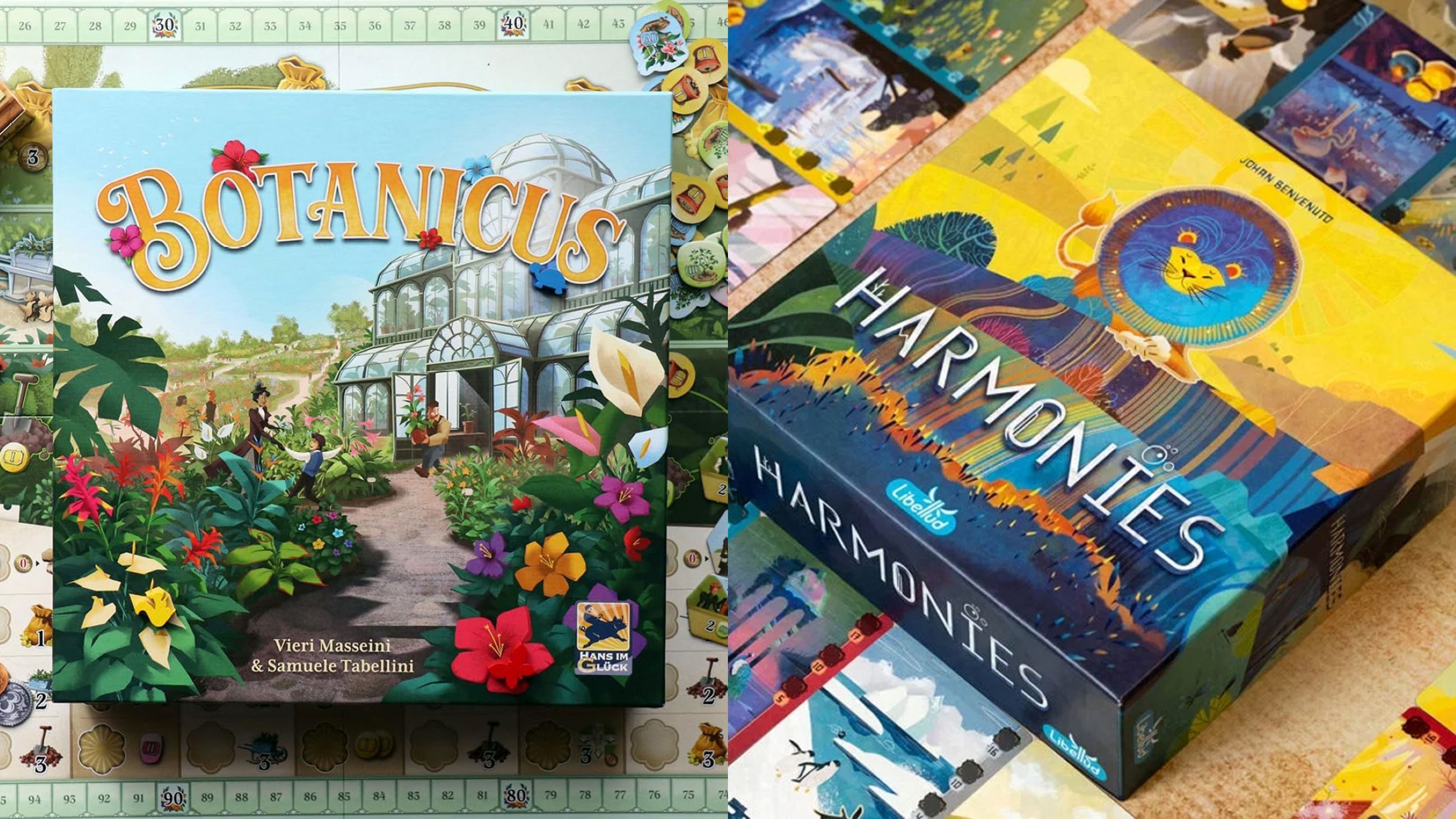 Da sinistra: Botanicus (Giochi Uniti); Harmonies (Asmodee Italia) – Credits: Courtesy press office