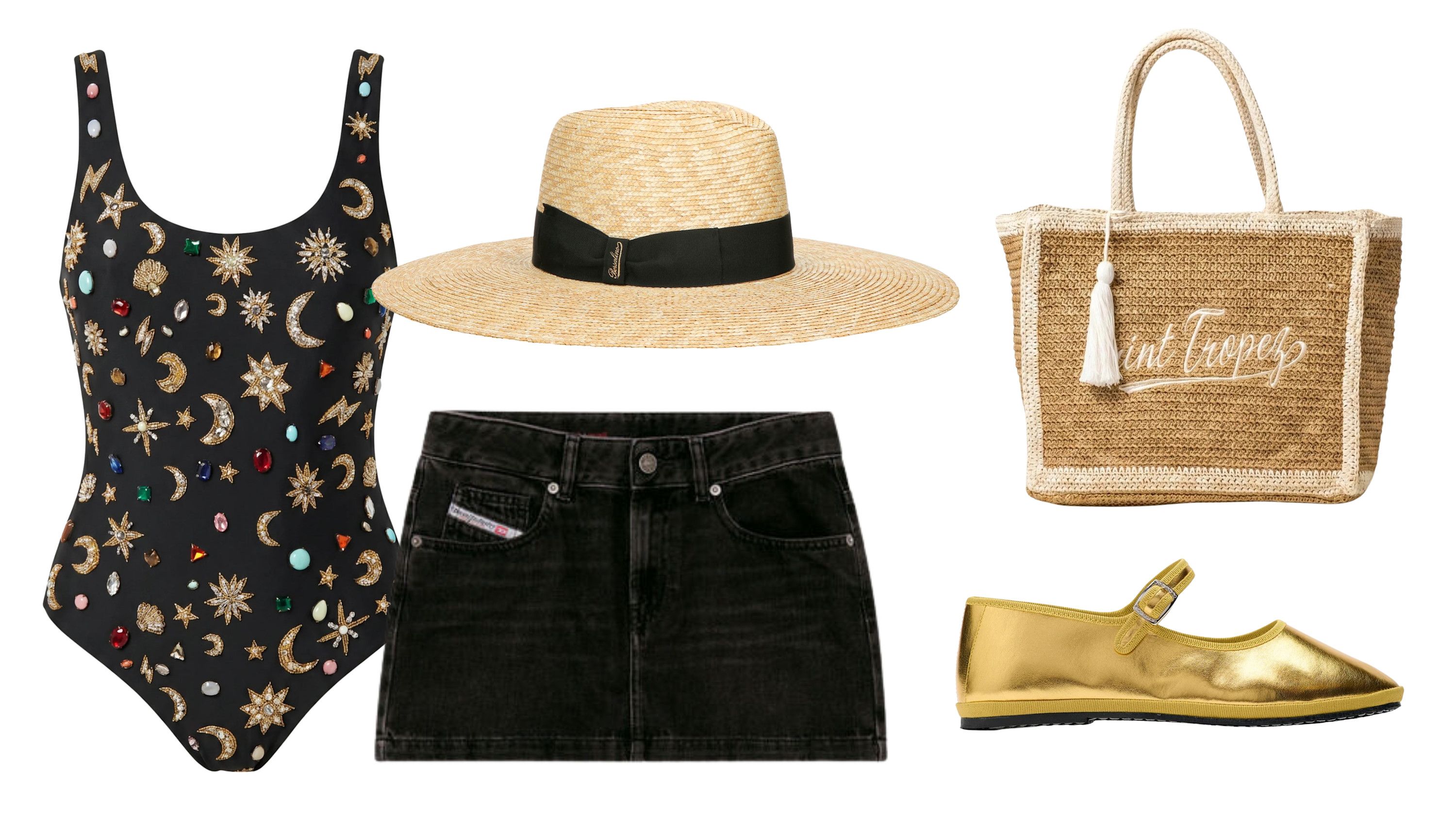 Costume, Oceanus; minigonna, Diesel; cappello, Borsalino; borsa, La Marinarette Saint Tropez; scarpe, Le Orsine Milano
