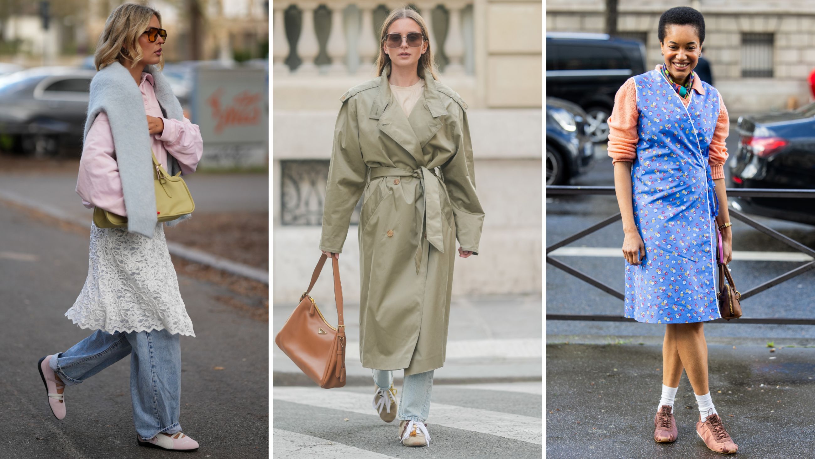 Da sinistra: Giulia Kammerer Street Style 2026 a Francoforte sul Meno; Diane Batoukina Street Style 2025 a Parigi; Tamu McPherson durante la Settimana della Moda di Parigi - Autunno/Inverno 2026/2027 - Credits Getty Images