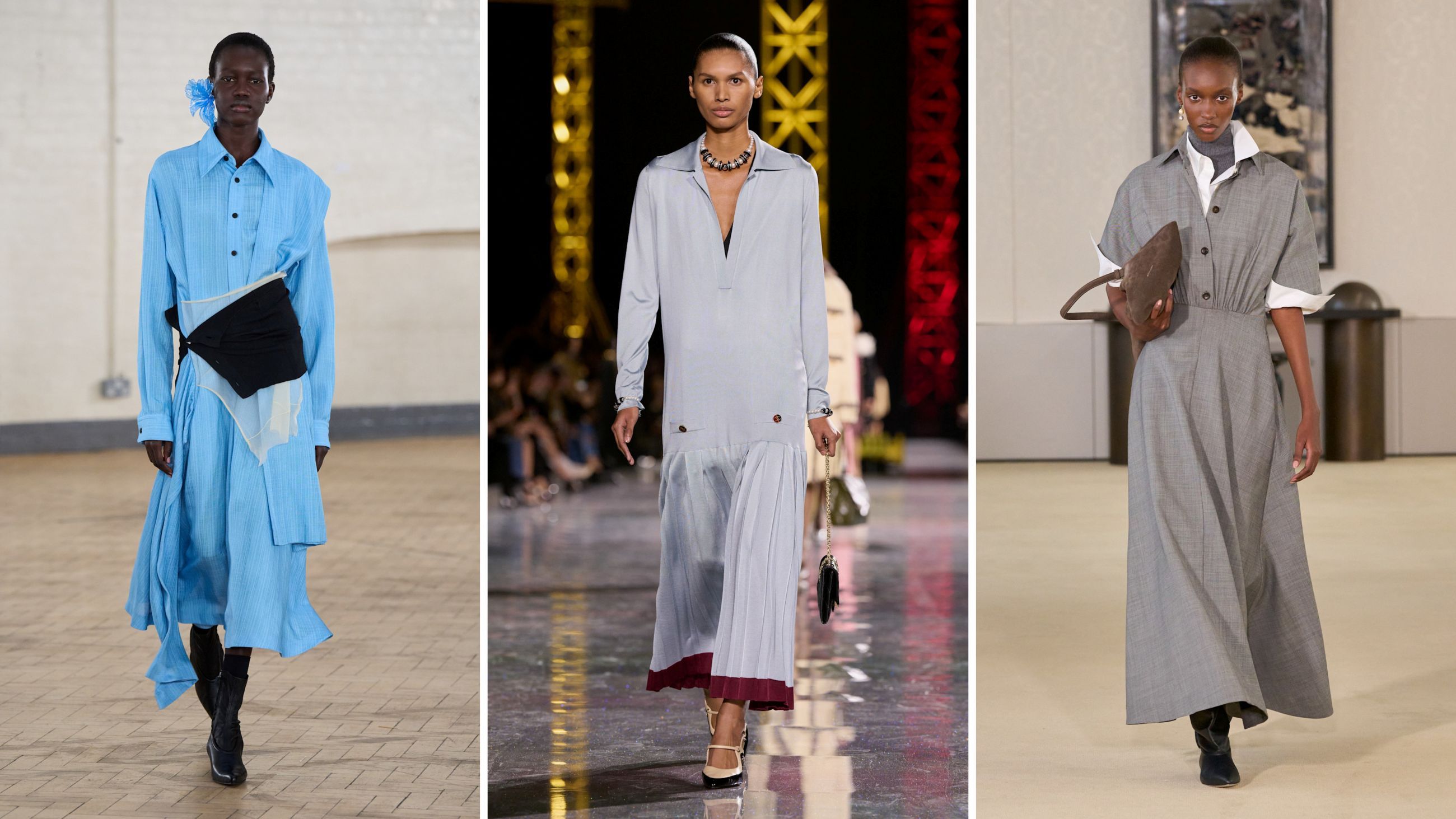 Dalle passerelle FW26: da sinistra Toga; Chanel; Altuzarra - Credits: Launchmetrics.com/Spotlight