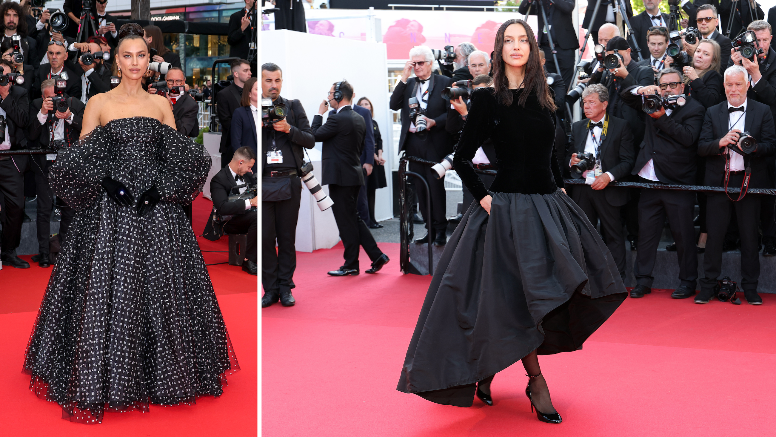 Irina Shayk in Armani Privé; La supermodella in una creazione originale di Monsieur Yves Saint Laurent
Credit: Getty Images