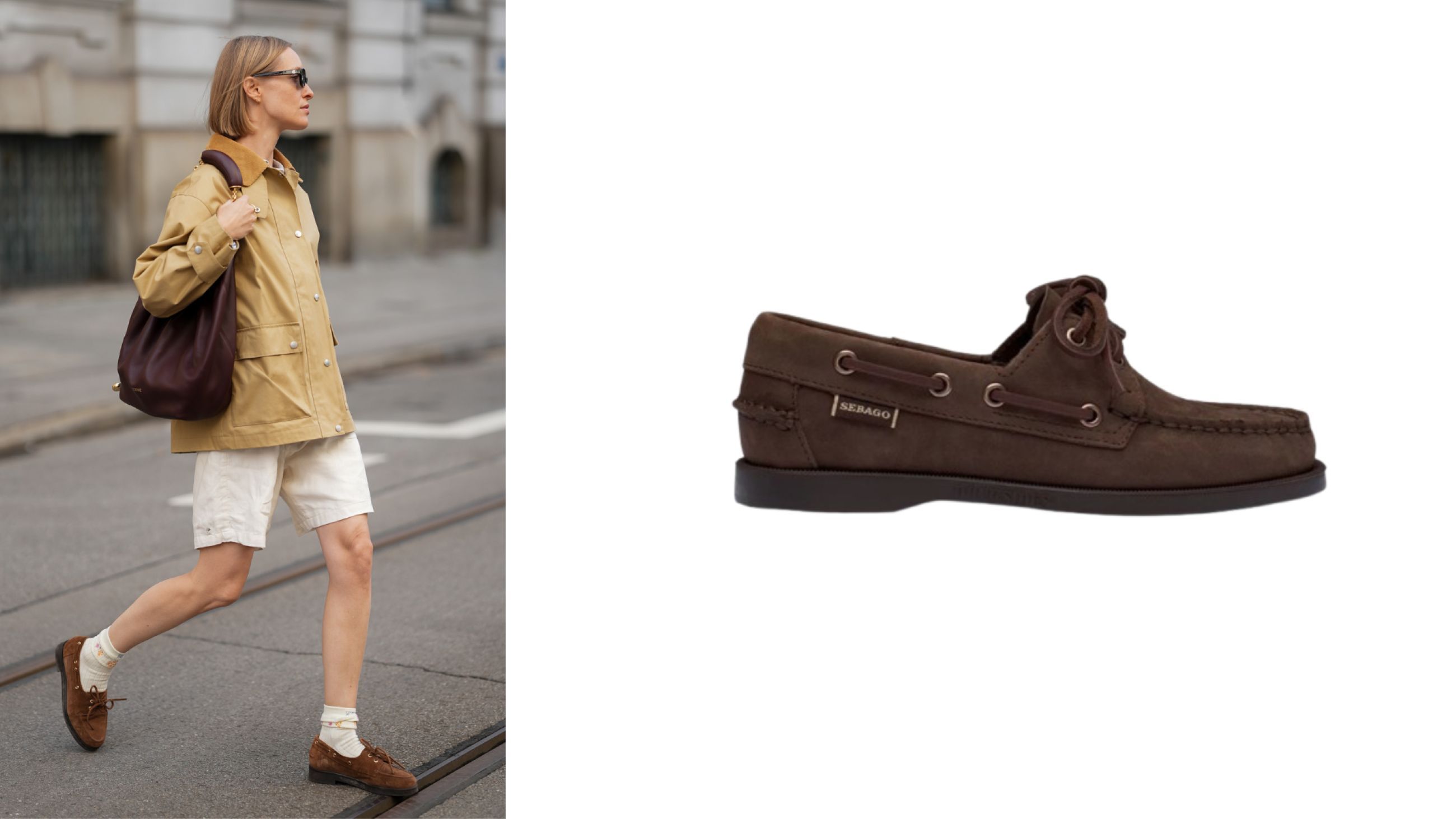 Da sinistra: Marlies Pia Pfeifhofer il 2 settembre 2025 a Monaco, Germania - Credits Getty Images; Sebago Docksides Portland Nubuck Donna marroni - Credits Brand/Press Office