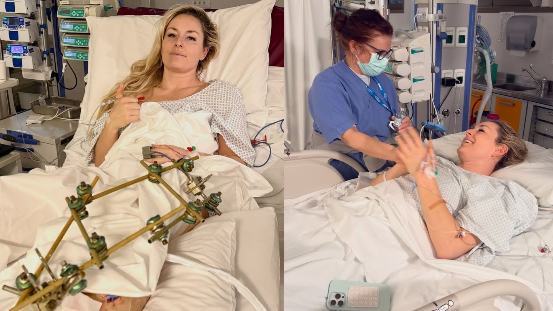 Lindsey Vonn, le foto dall'ospedale