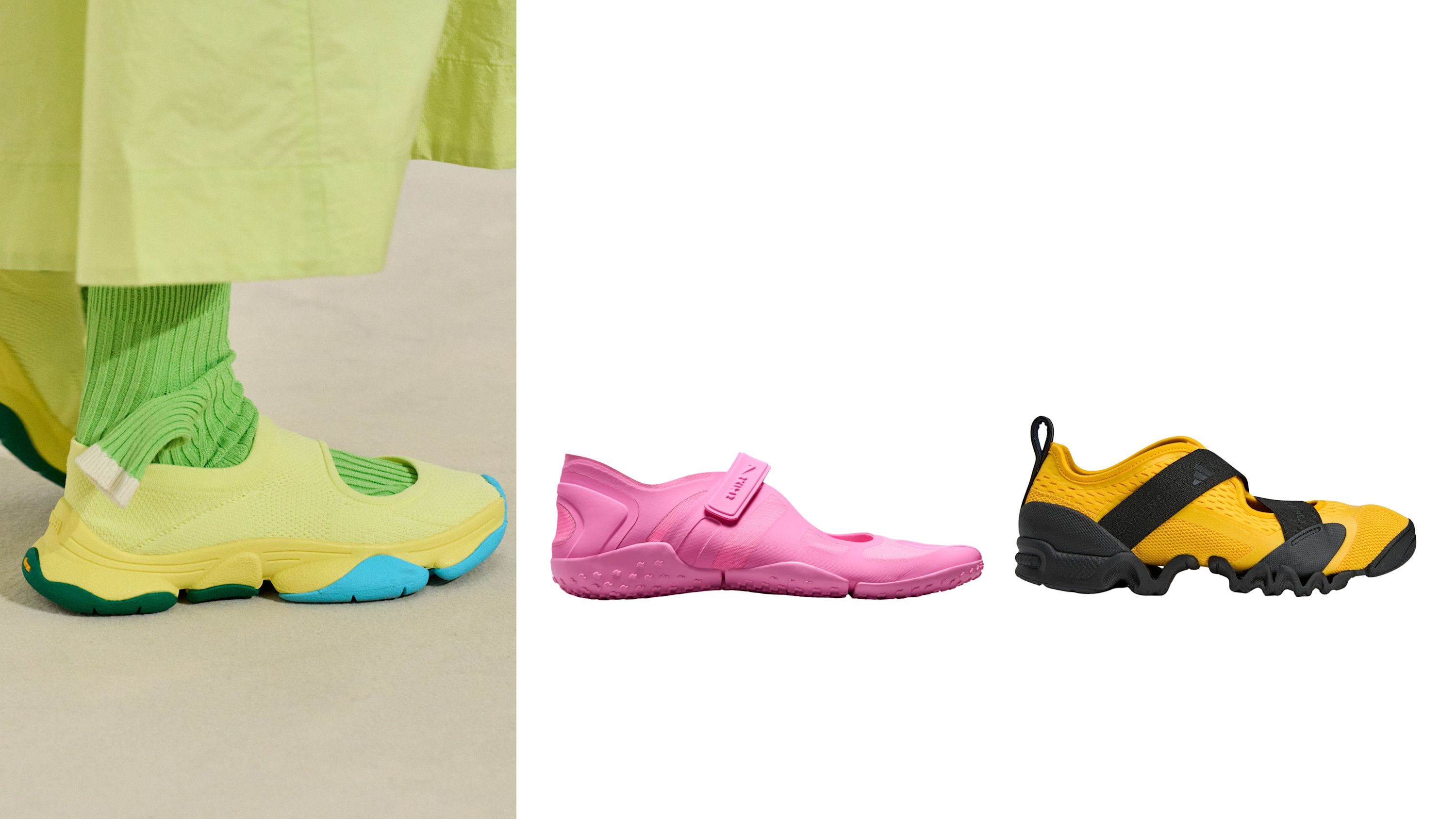 Da sinistra: Issey Miyake - Credits: Launchmetrics.com/Spotlight; Nike x SKIMS; Adidas by Stella McCartney
