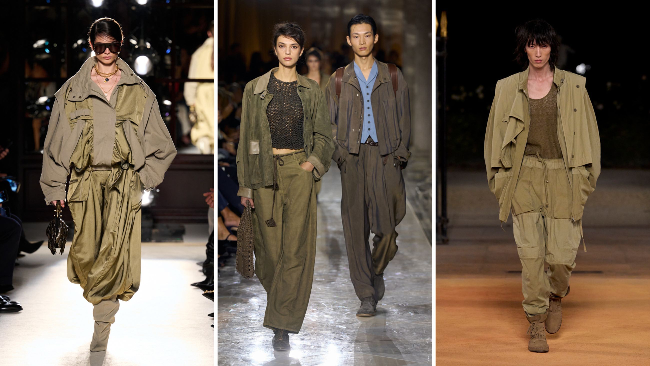 Da sinistra: Balmain S26; Giorgio Armani S26; Isabel Marant S26 - Credits Launchmetrics.com/Spotlight