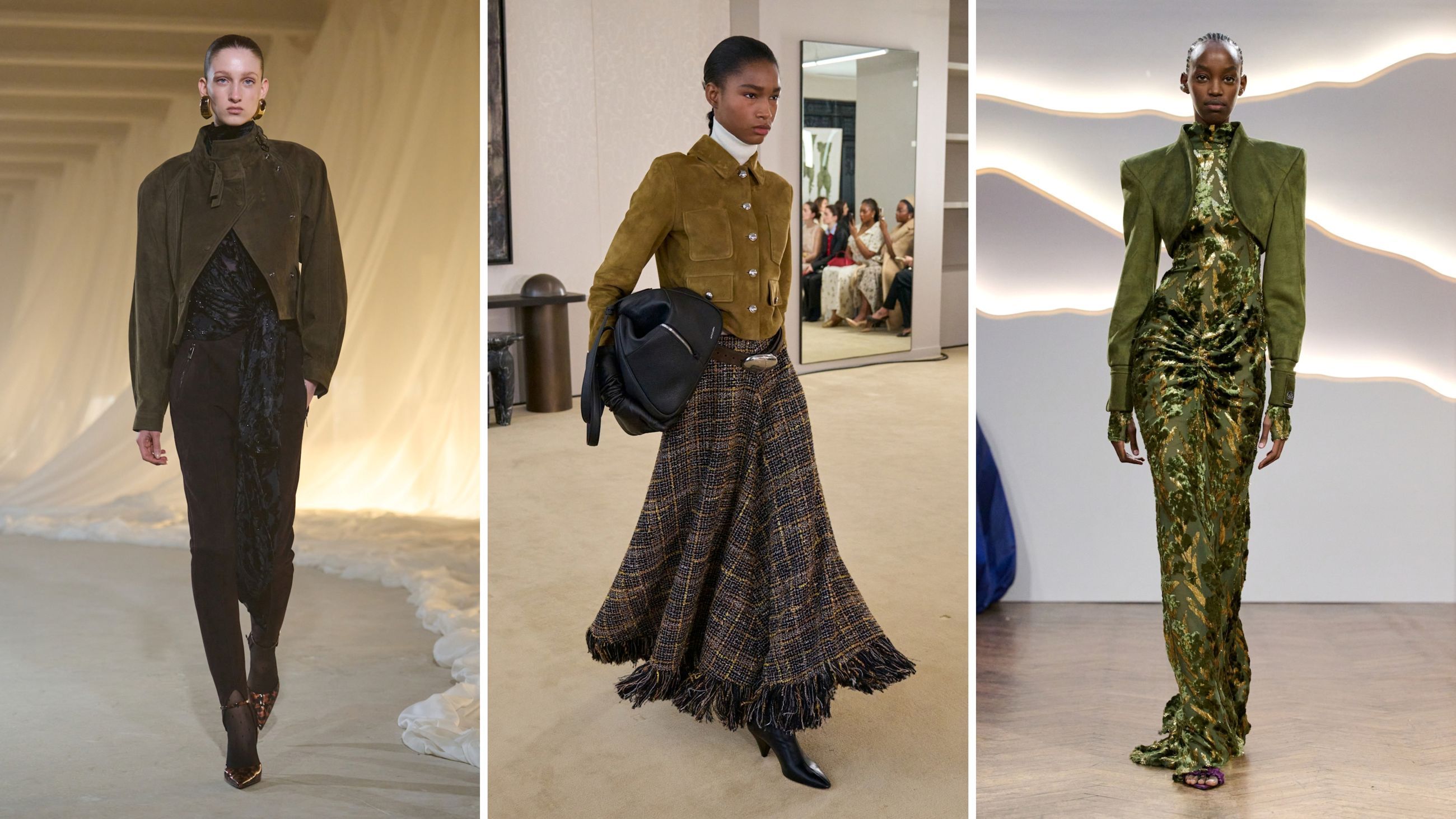 Sfilate FW26: da sinistra Balmain; Altuzarra; Sirivannari - Credits: Launchmetrics.com/Spotlight