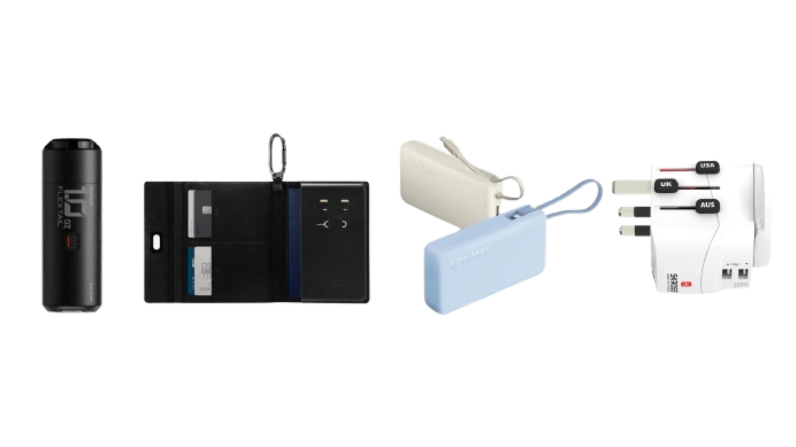 FLEXTAIL Zero Pump; porta passaporto Spigen; powerbank Xiaomi; SKROSS - Credits: Courtesy Press Office
