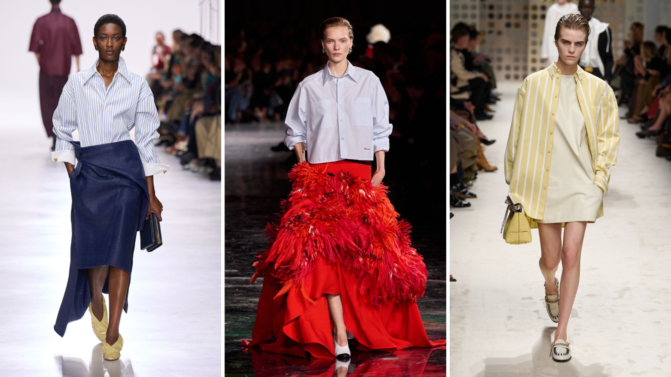 Da sinistra: Bottega Veneta; Chanel; Tod’s SS26 - Credits Launchmetrics.com/Spotlight