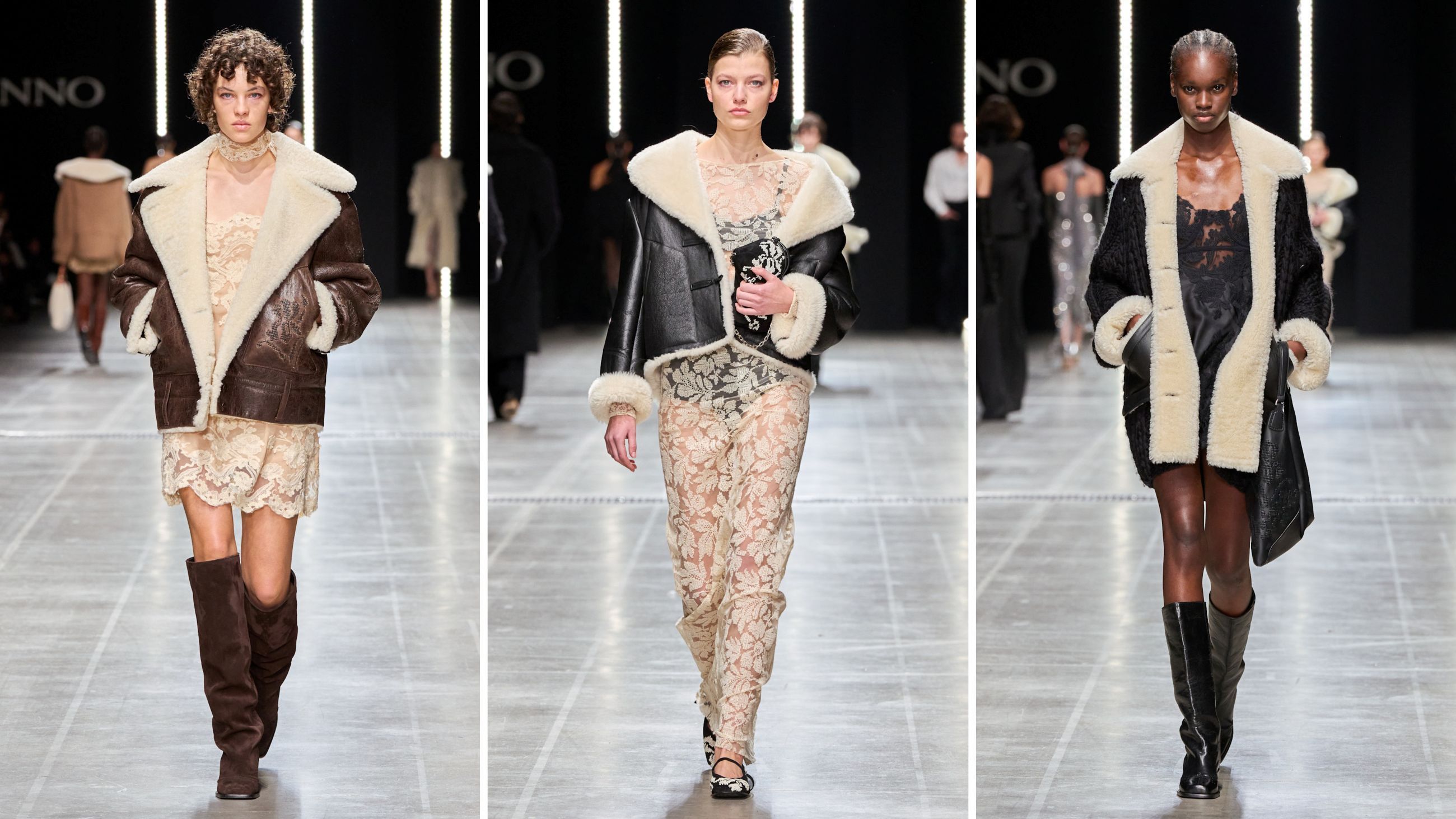 Alcuni look dalla sfilata di Ermanno Scervino FW2526 dove il montone va in scena in diverse sfumature di forma, tessuto e colore - Credits: Launchmetrics.com/Spotlight